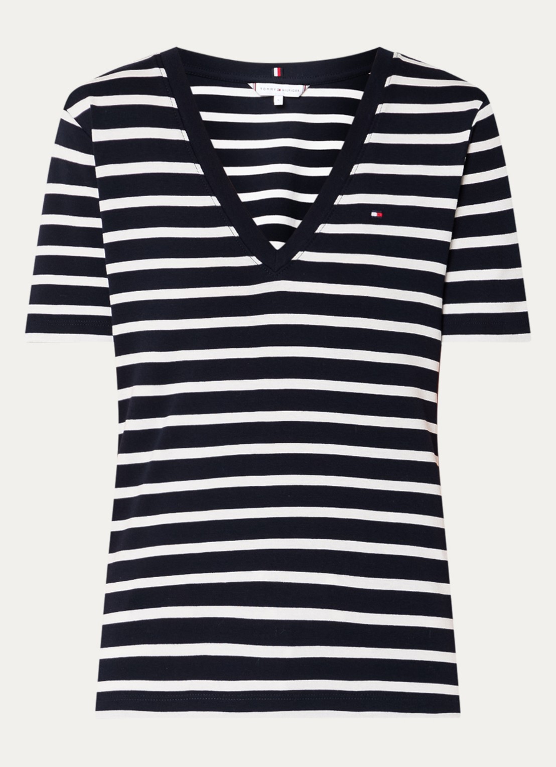 Tommy Hilfiger T-shirt met V-hals - voorkant 3 blauw