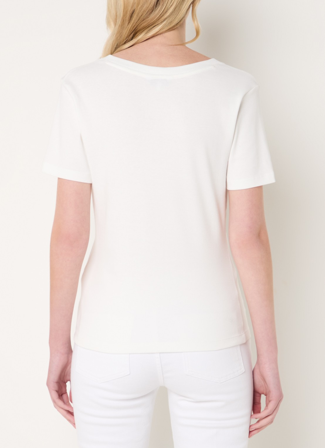 Tommy Hilfiger T-shirt met V-hals - achterkant 2 gebroken wit