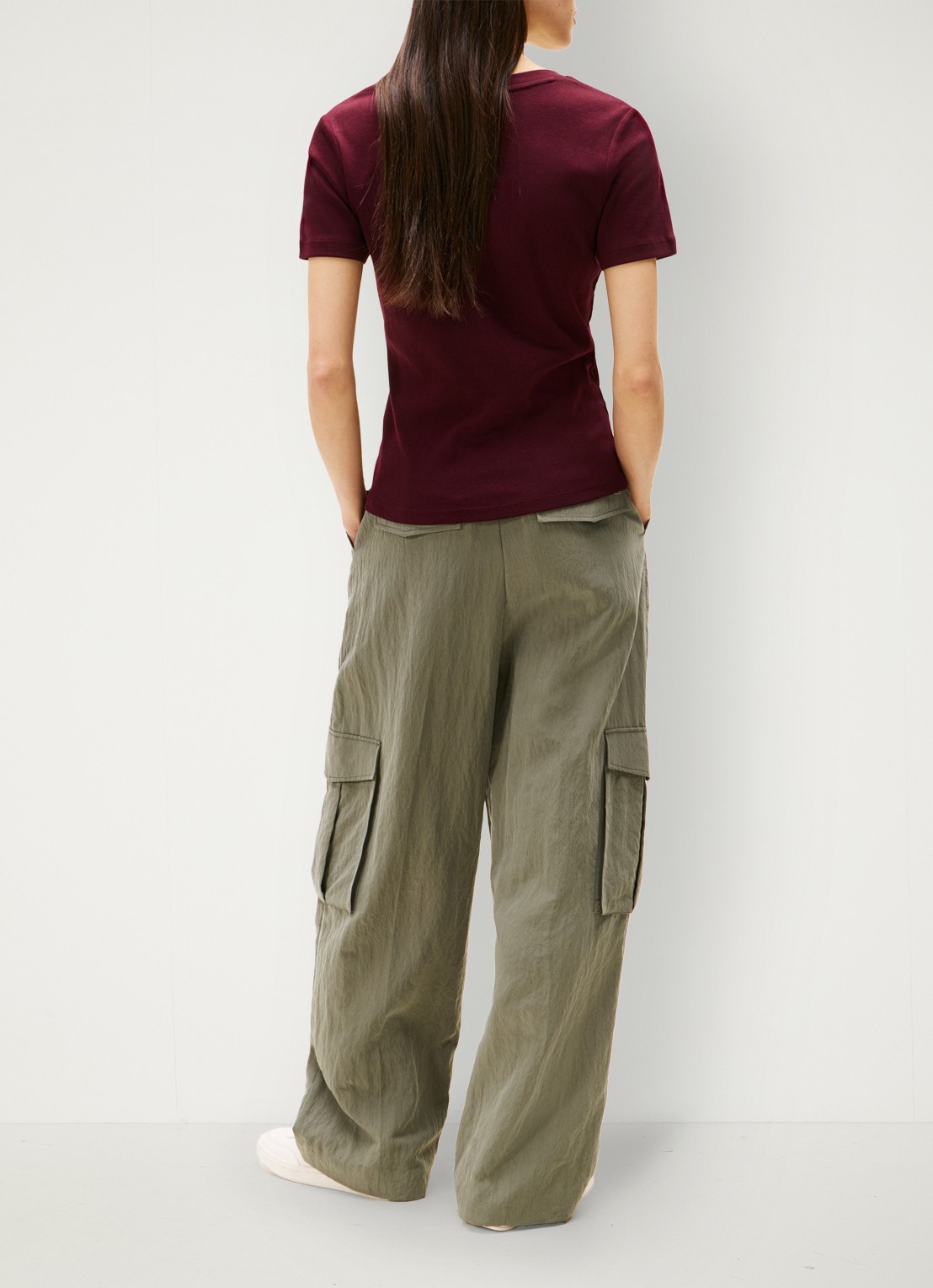Tommy Hilfiger T-shirt met V-hals - achterkant 3 bordeauxrood