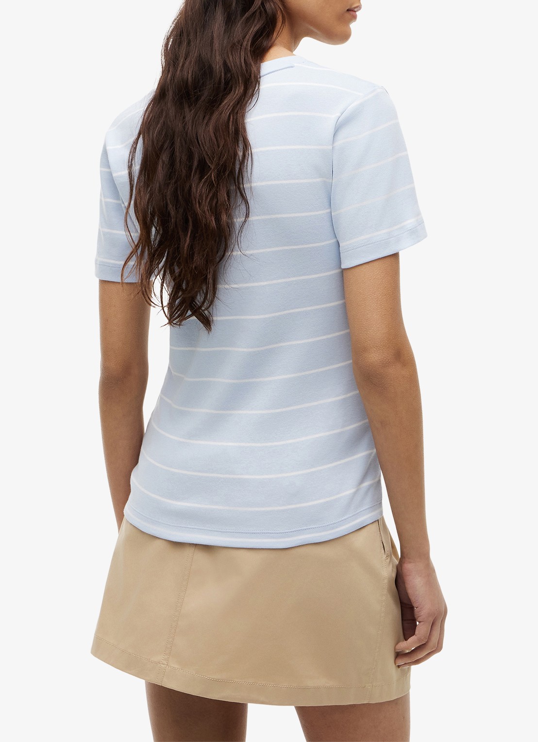 Tommy Hilfiger T-shirt met V-hals - achterkant 3 fine stp breezy blue / ecru-0ff / lichtblauw