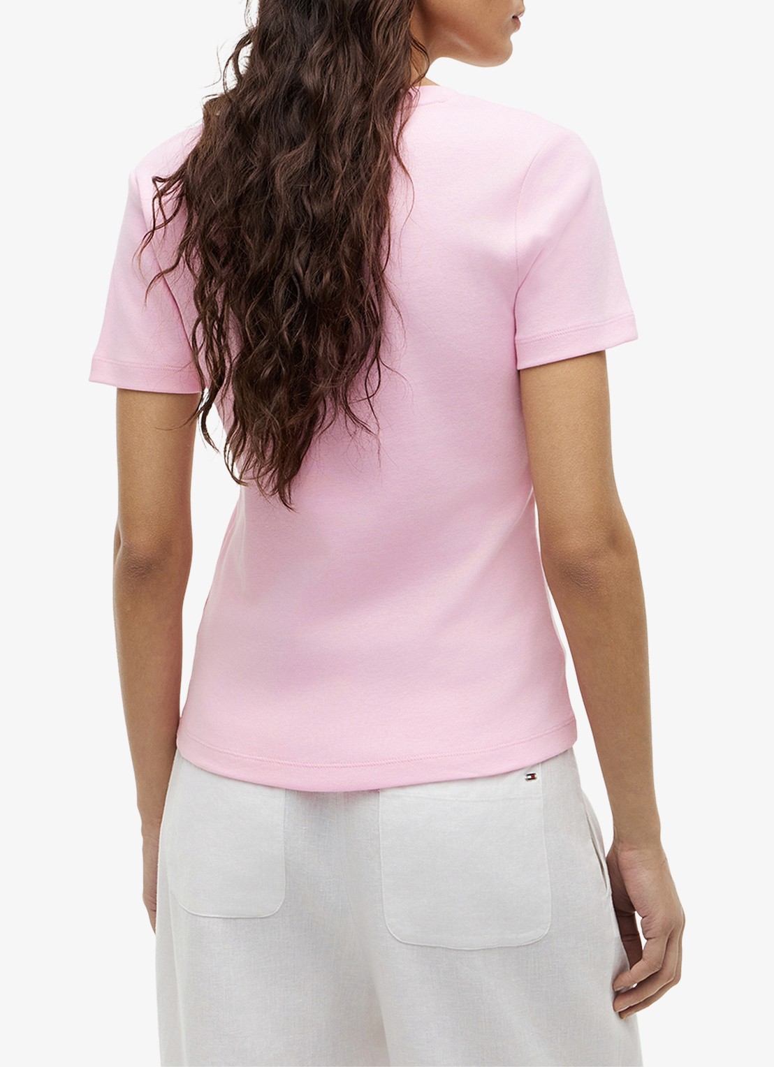 Tommy Hilfiger T-shirt met V-hals - achterkant classic pink-tol / lichtroze