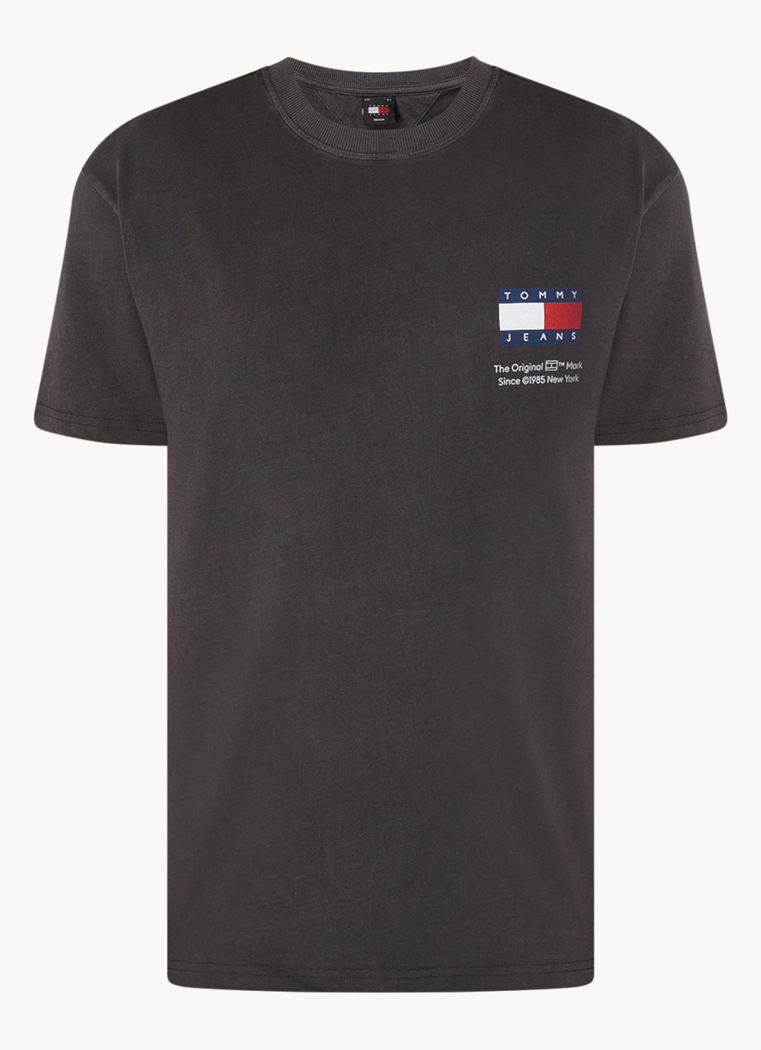 Tommy Hilfiger T-shirt van  katoen met logo- en backprint - voorkant 2 antraciet