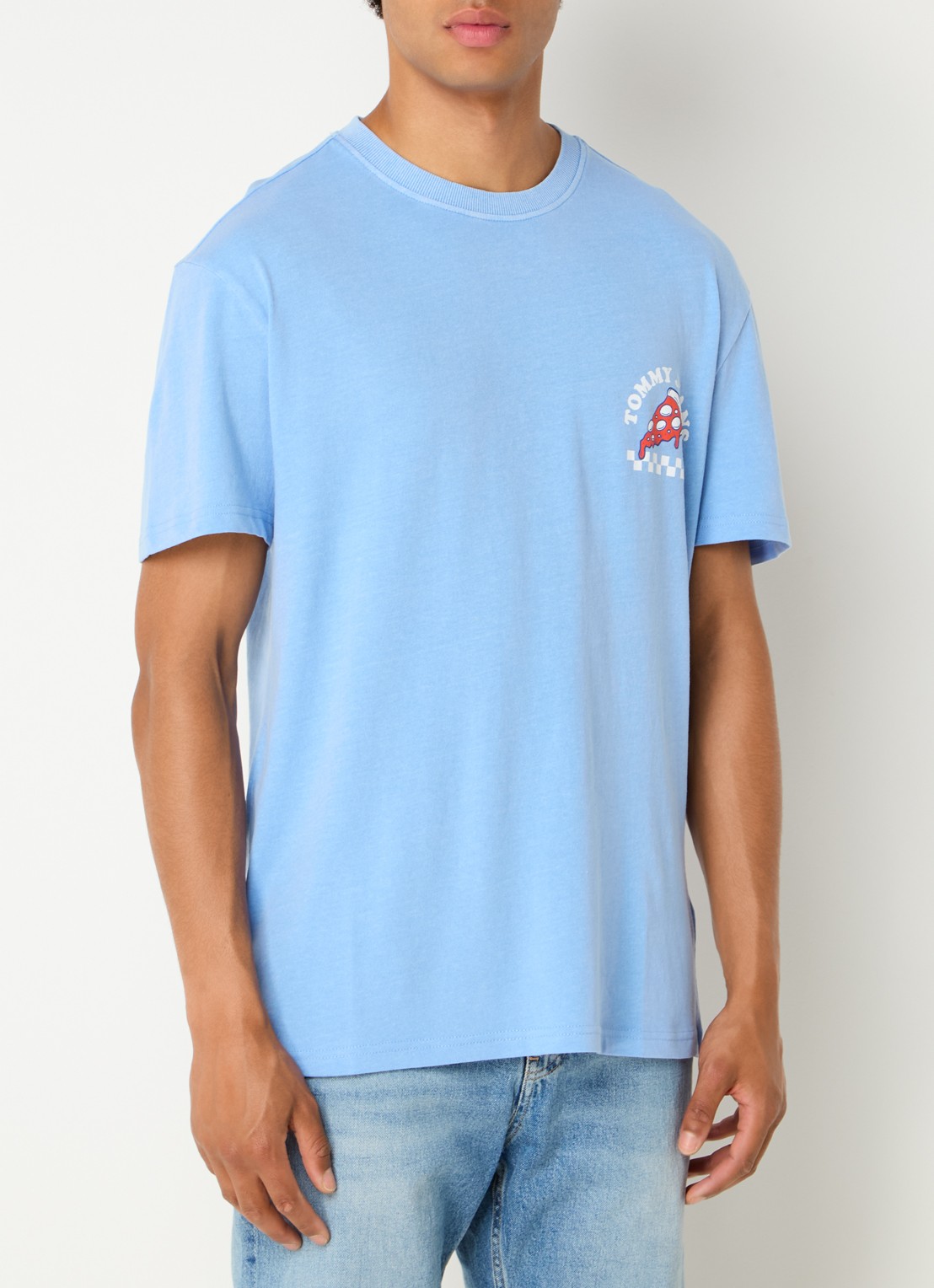 Tommy Hilfiger T-shirt van  katoen met logo- en backprint - achterkant 4 blauwgrijs