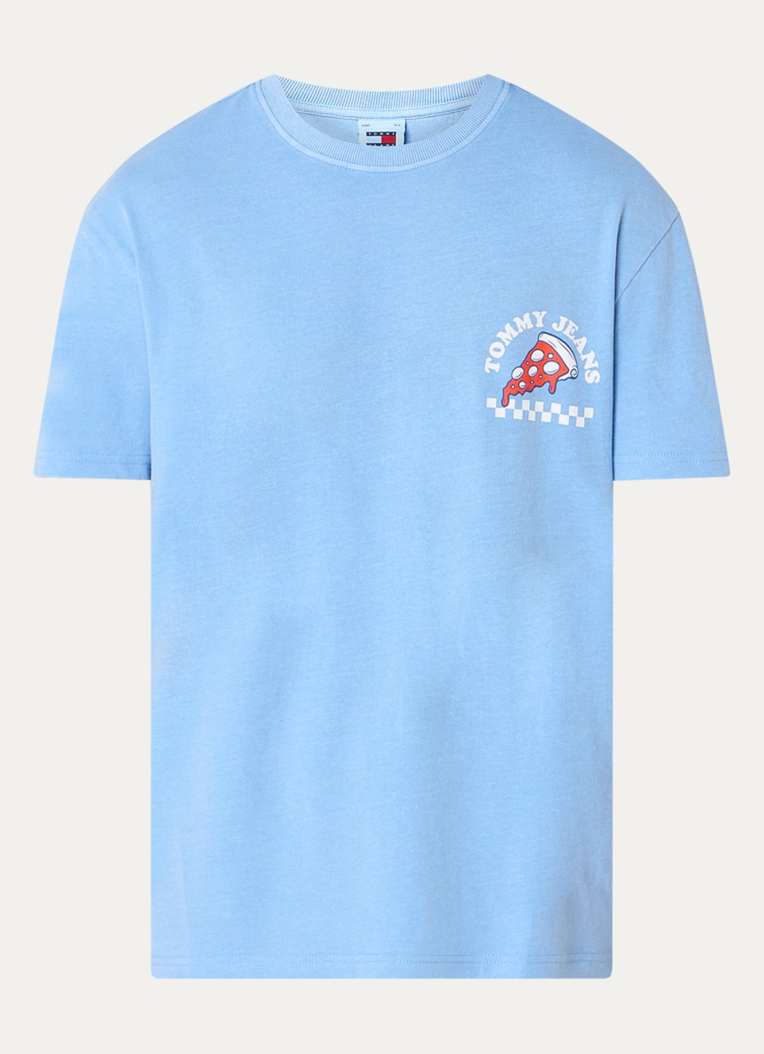 Tommy Hilfiger T-shirt van  katoen met logo- en backprint - voorkant 2 blauwgrijs