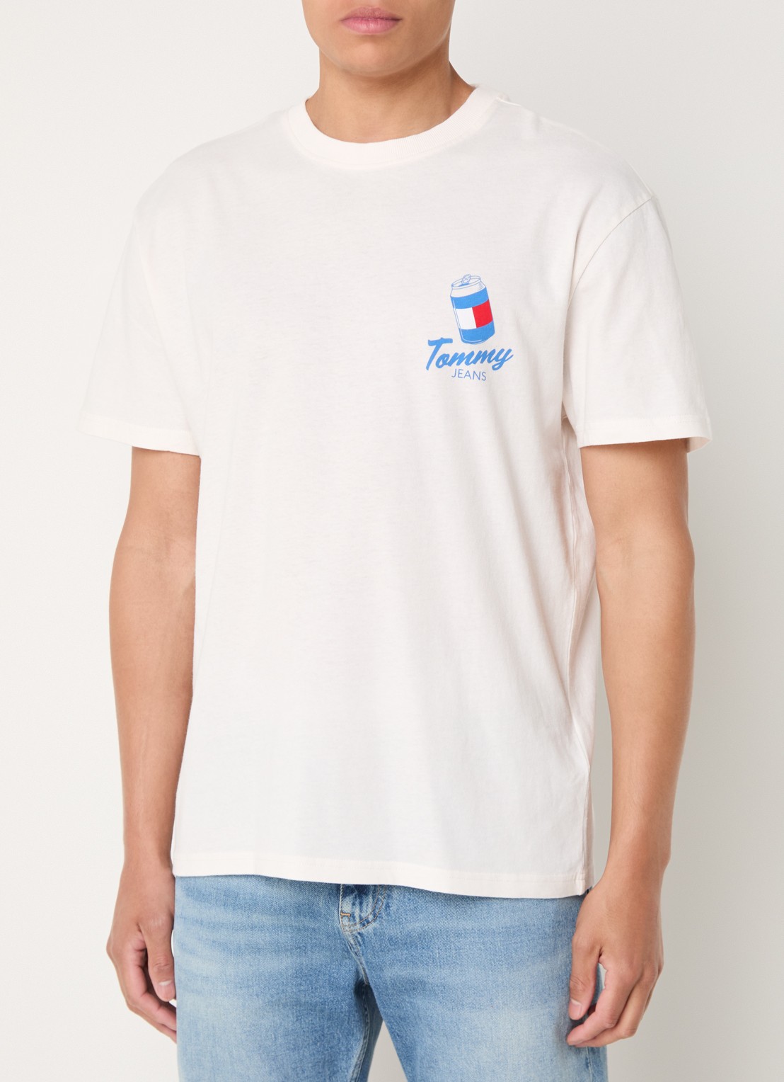 Tommy Hilfiger T-shirt van  katoen met logo- en backprint - achterkant 4 gebroken wit
