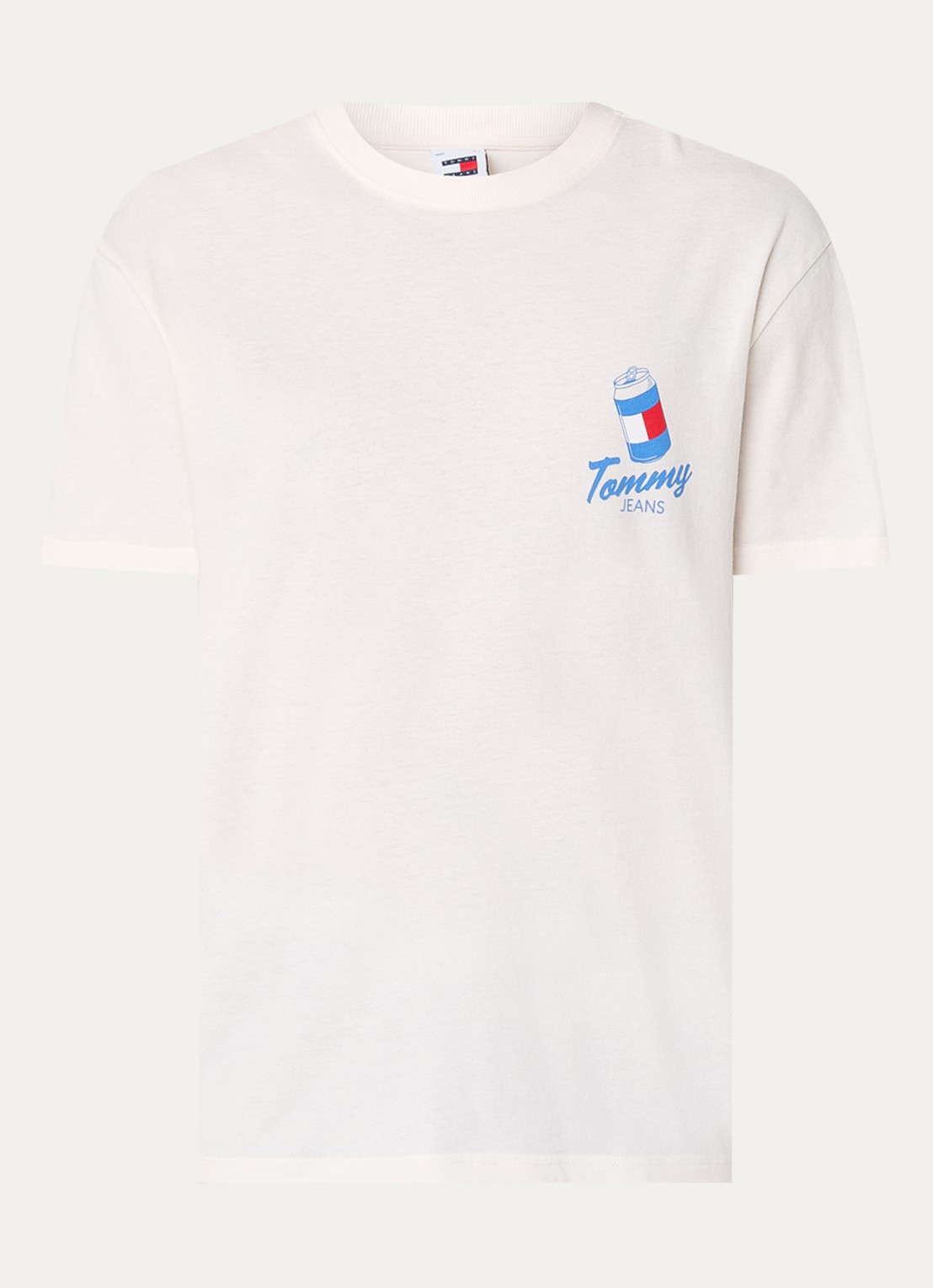 Tommy Hilfiger T-shirt van  katoen met logo- en backprint - voorkant 2 gebroken wit