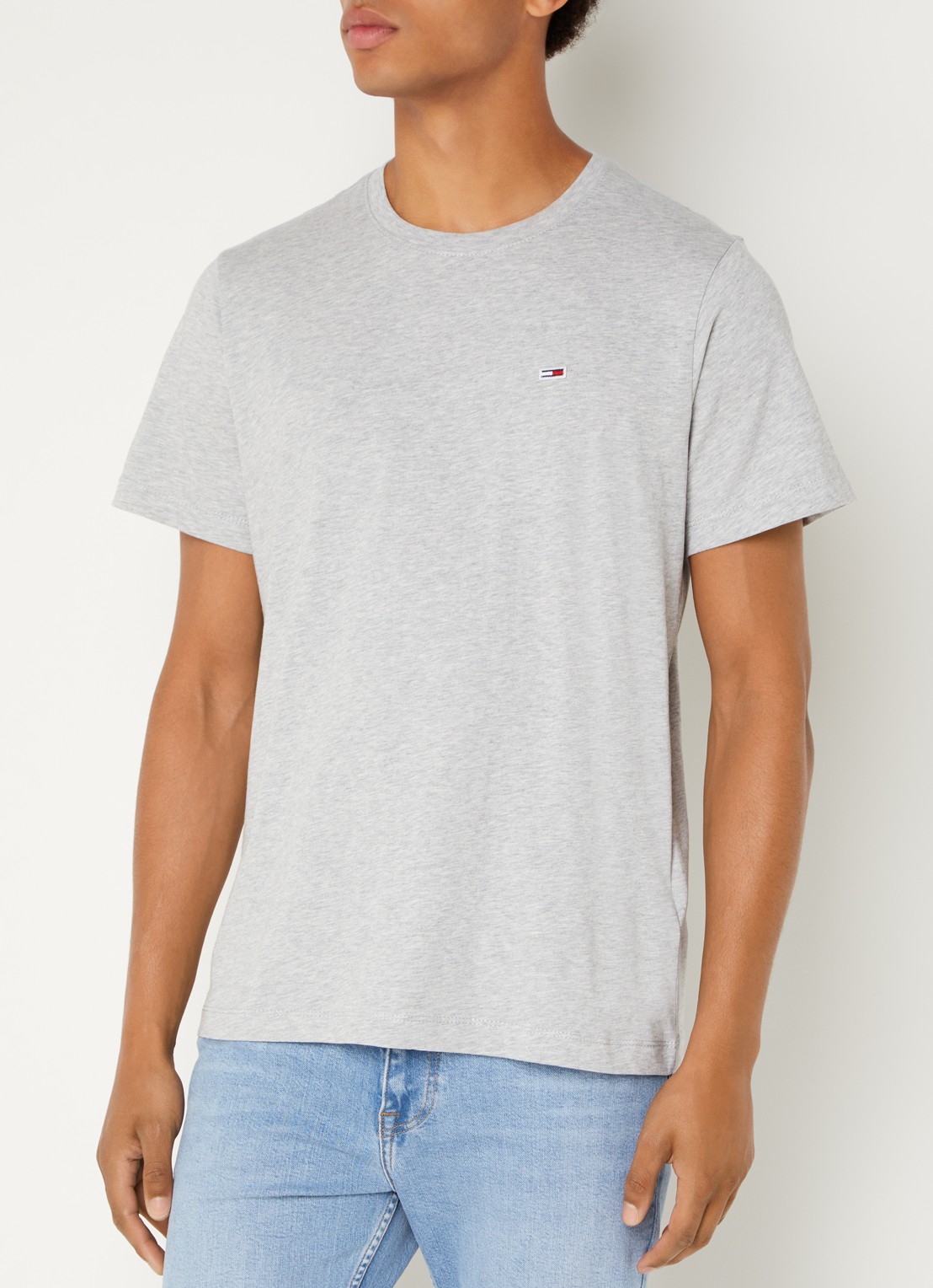 Tommy Hilfiger T-shirt van katoen met logo - detail 3 grijsmele