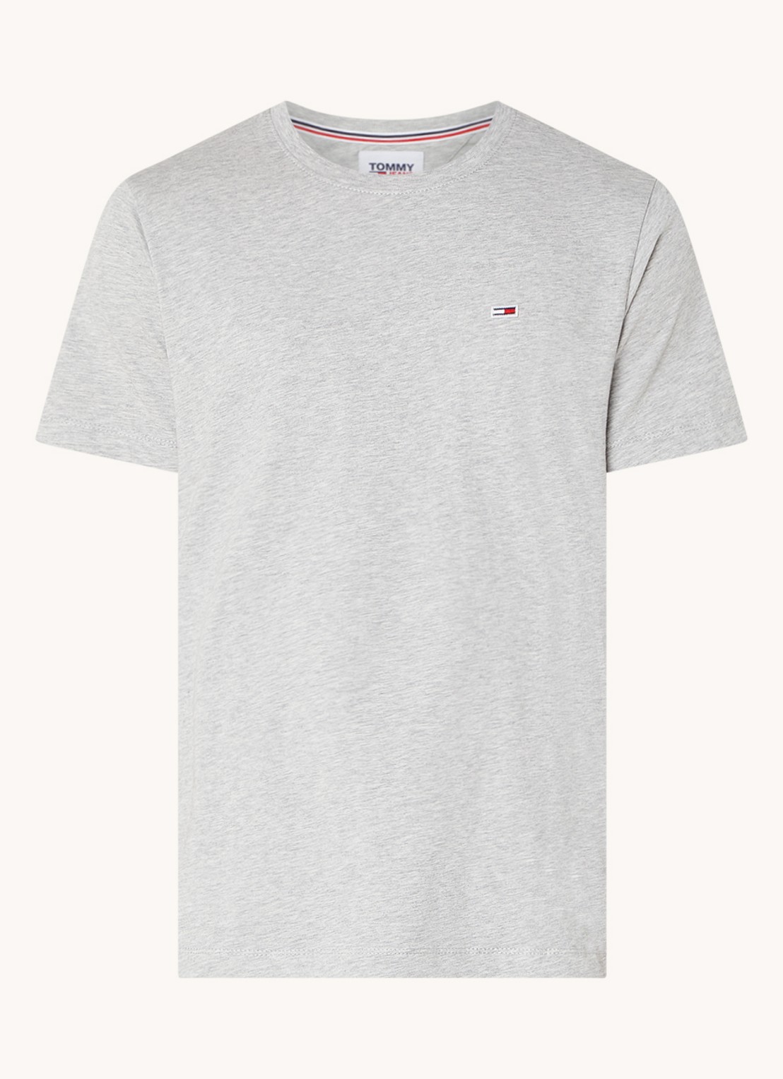 Tommy Hilfiger T-shirt van katoen met logo - voorkant grijsmele