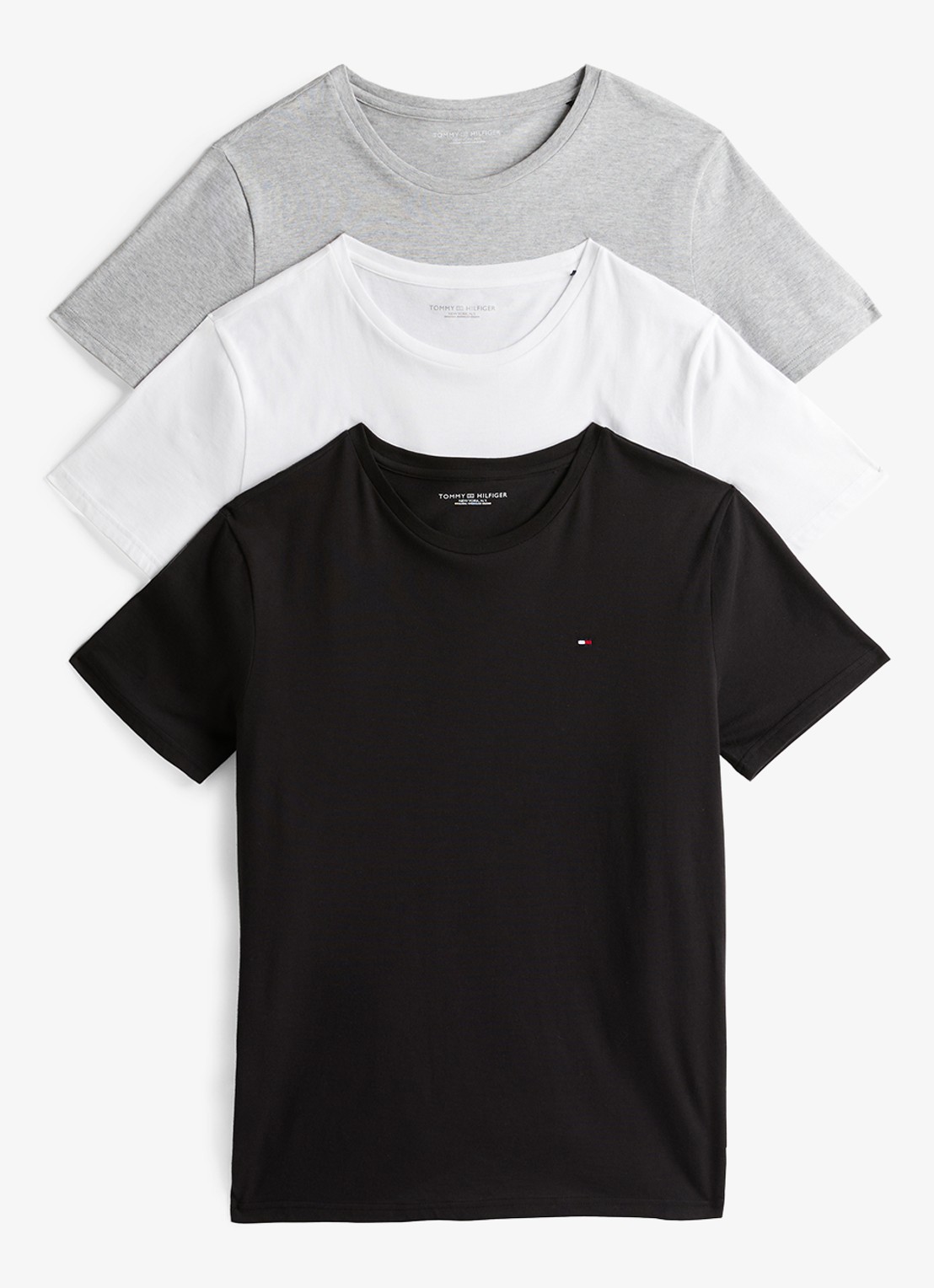 Tommy Hilfiger T-shirts met logo in 3-pack - voorkant 5 grijs