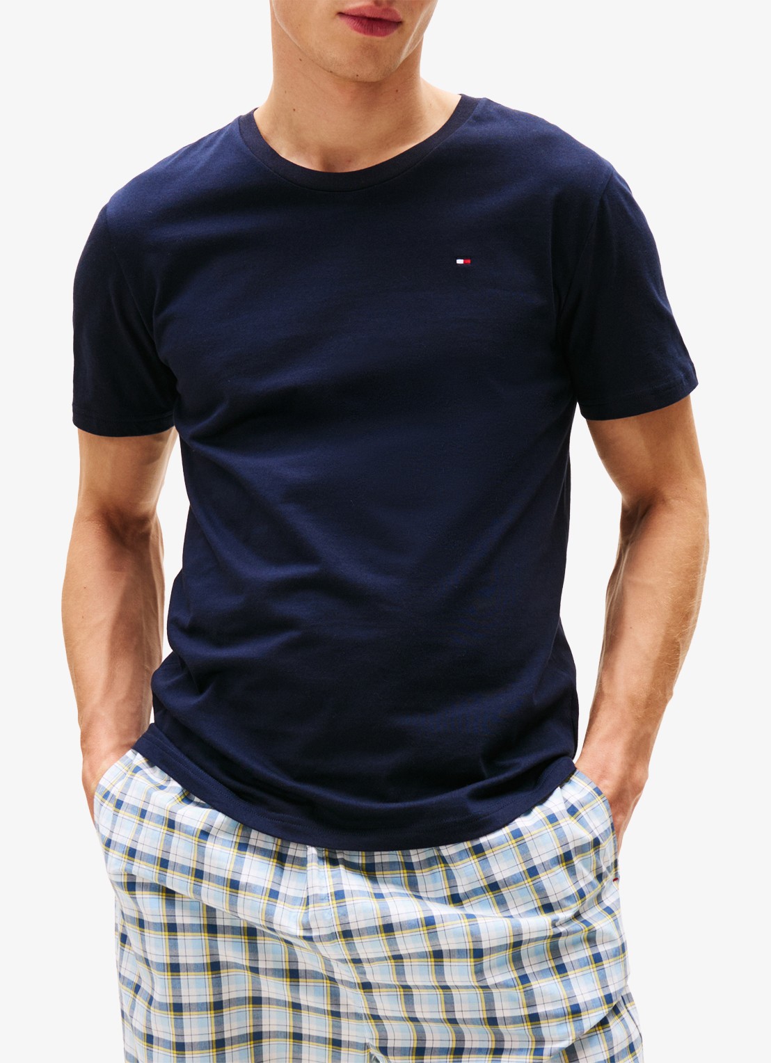 Tommy Hilfiger T-shirts met logo in 3-pack - detail lindegroen