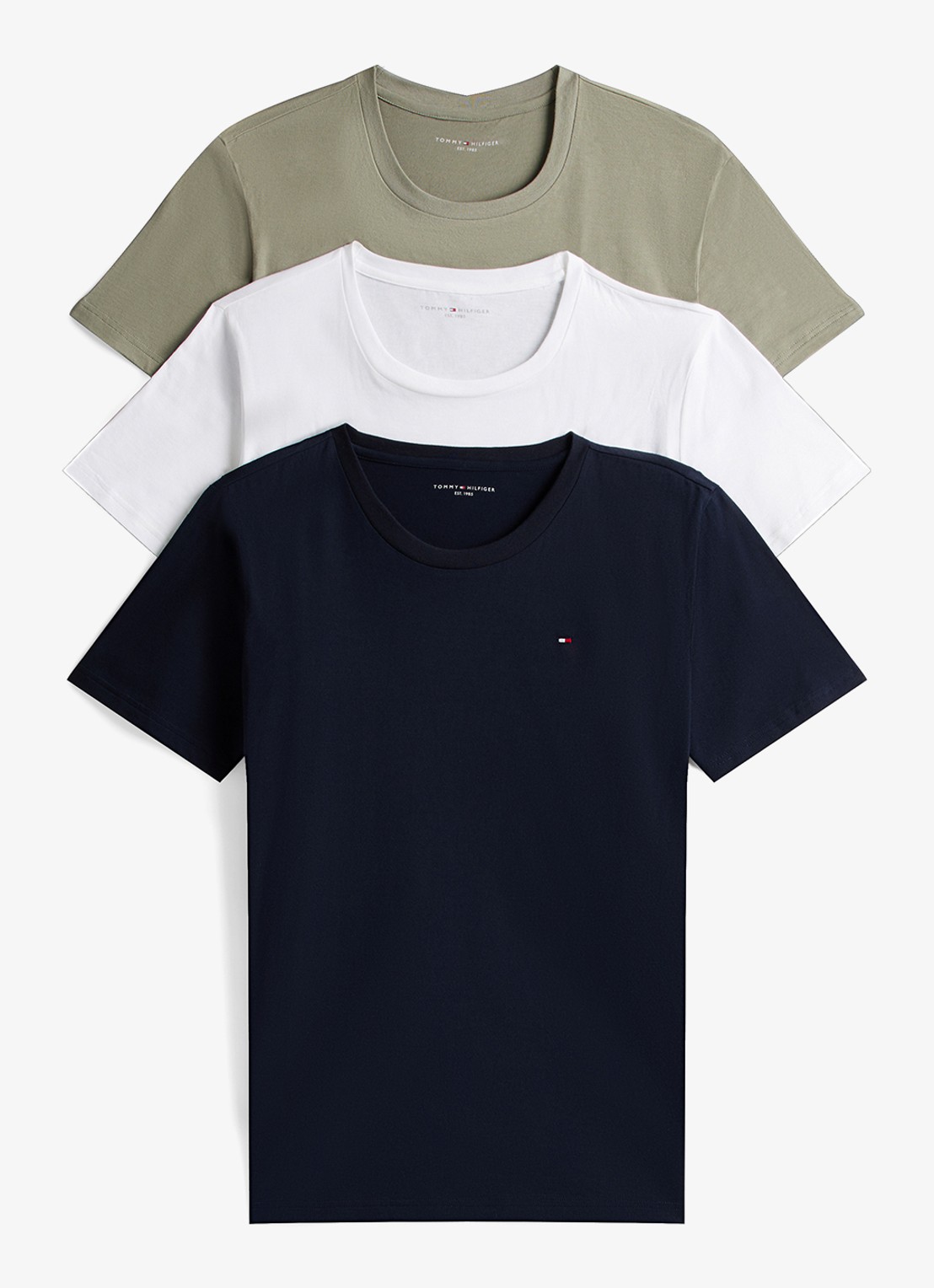Tommy Hilfiger T-shirts met logo in 3-pack - voorkant 5 lindegroen