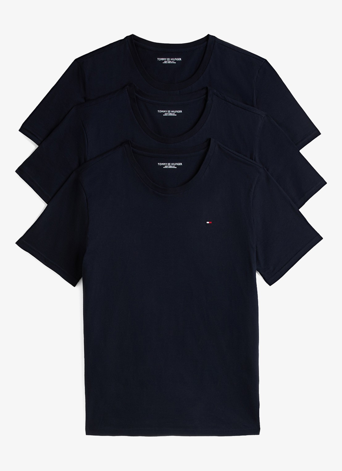 Tommy Hilfiger T-shirts met logo in 3-pack - voorkant 3 donkerblauw