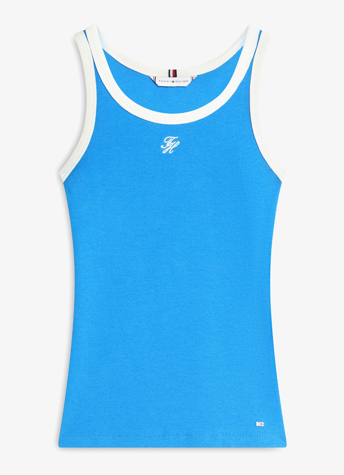 Tommy Hilfiger Tanktop met logoborduring - voorkant blauw