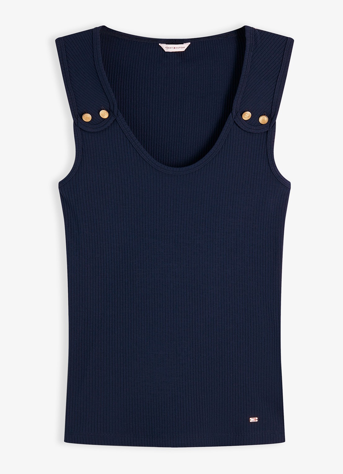 Tommy Hilfiger Tanktop met ribstructuur - voorkant 4 donkerblauw