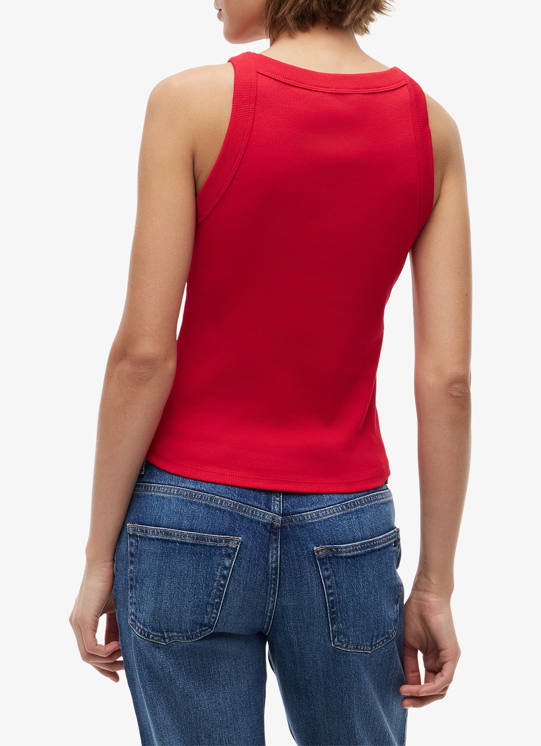 Tommy Hilfiger Tanktop met ribstructuur - achterkant 3 rood