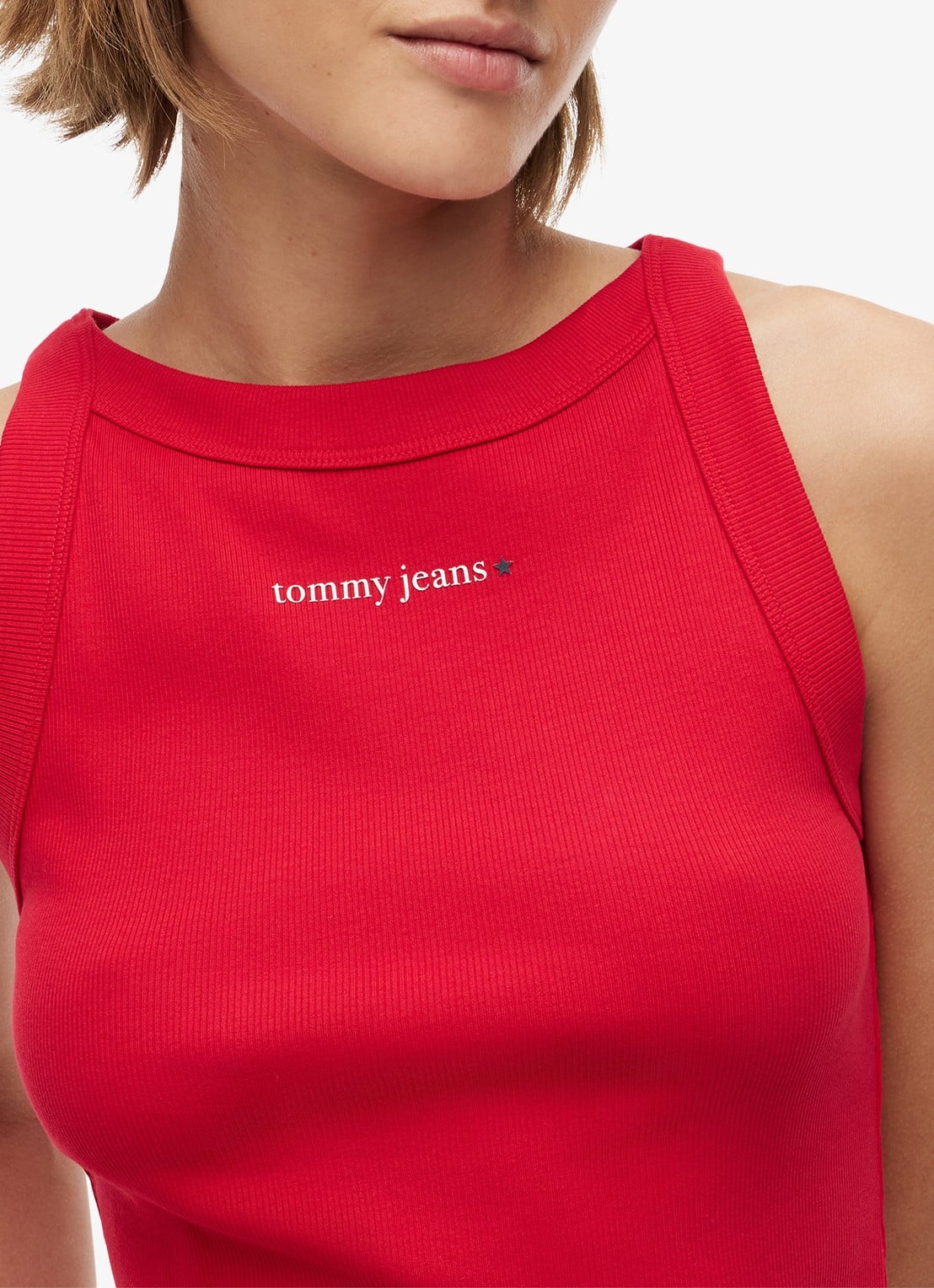 Tommy Hilfiger Tanktop met ribstructuur - detail 2 rood