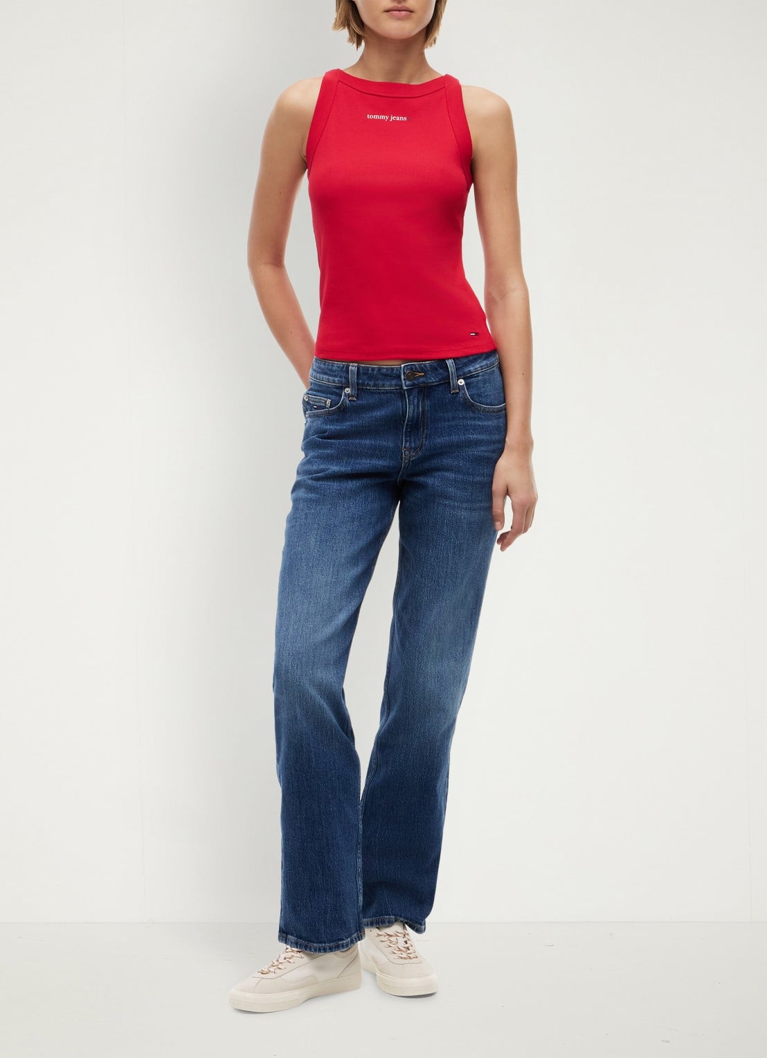 Tommy Hilfiger Tanktop met ribstructuur - voorkant 4 rood