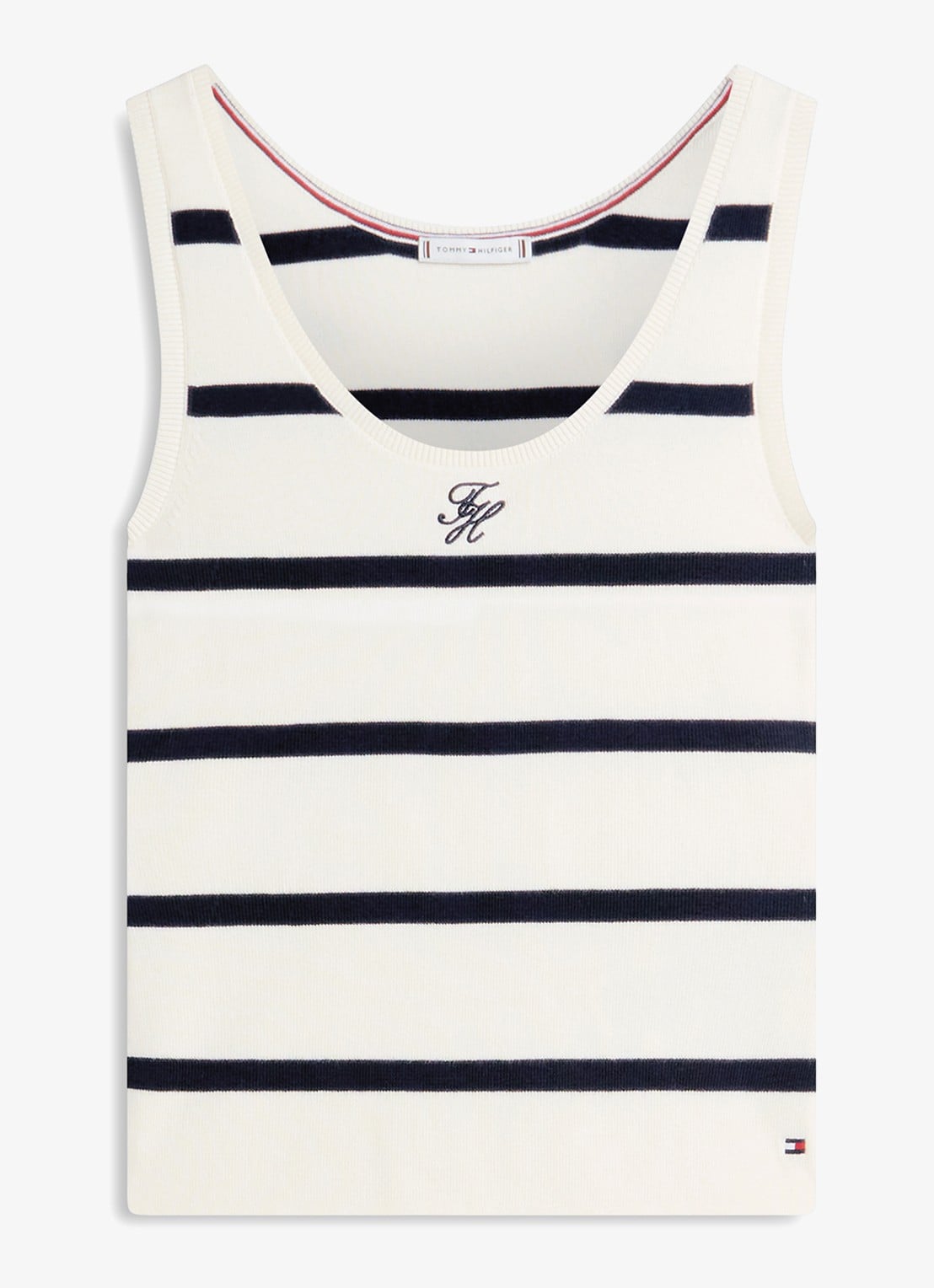 Tommy Hilfiger Tanktop met streepprint en logoborduring - voorkant 4 wit