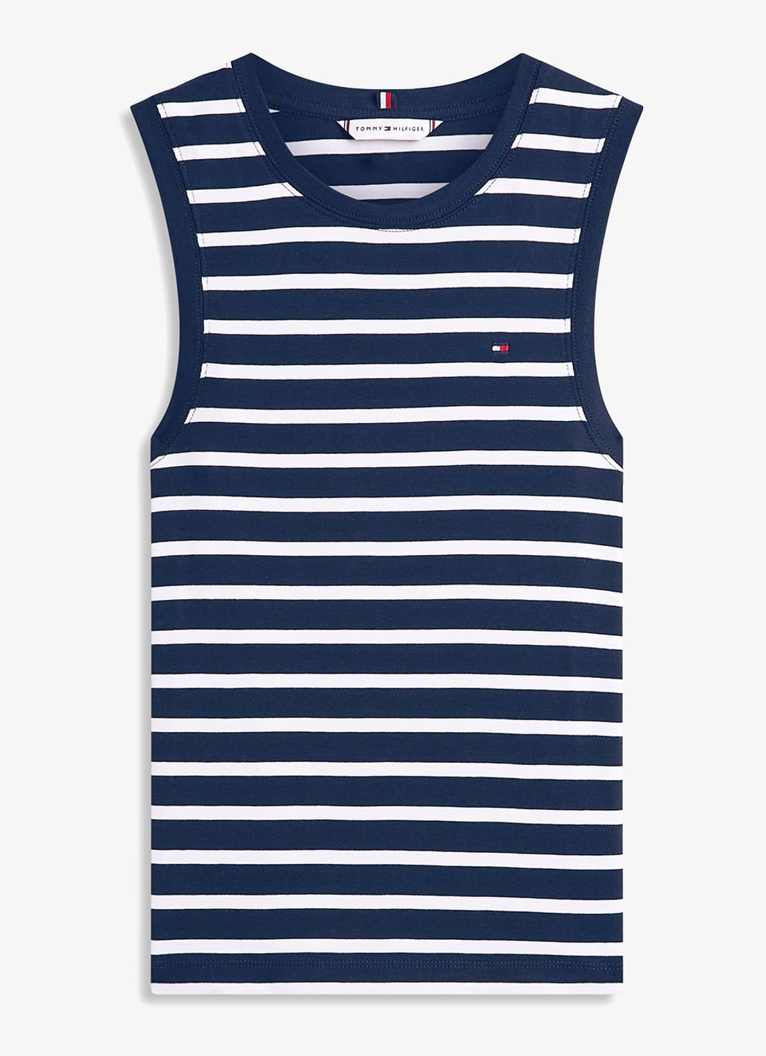 Tommy Hilfiger Tanktop met streepprint - voorkant 4 donkerblauw