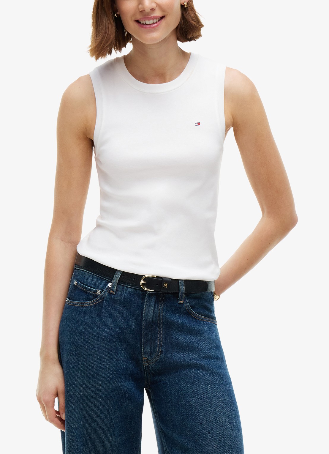Tommy Hilfiger Tanktop met streepprint - detail 4 wit