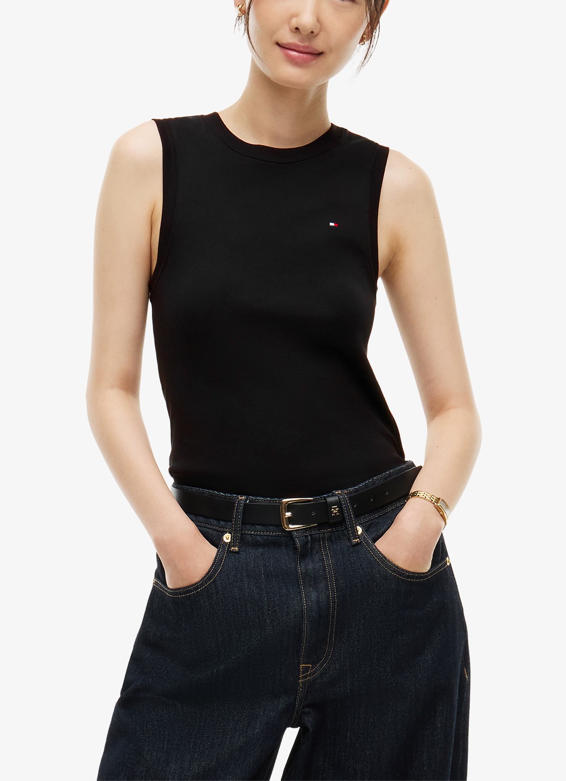 Tommy Hilfiger Tanktop met streepprint - detail 3 zwart