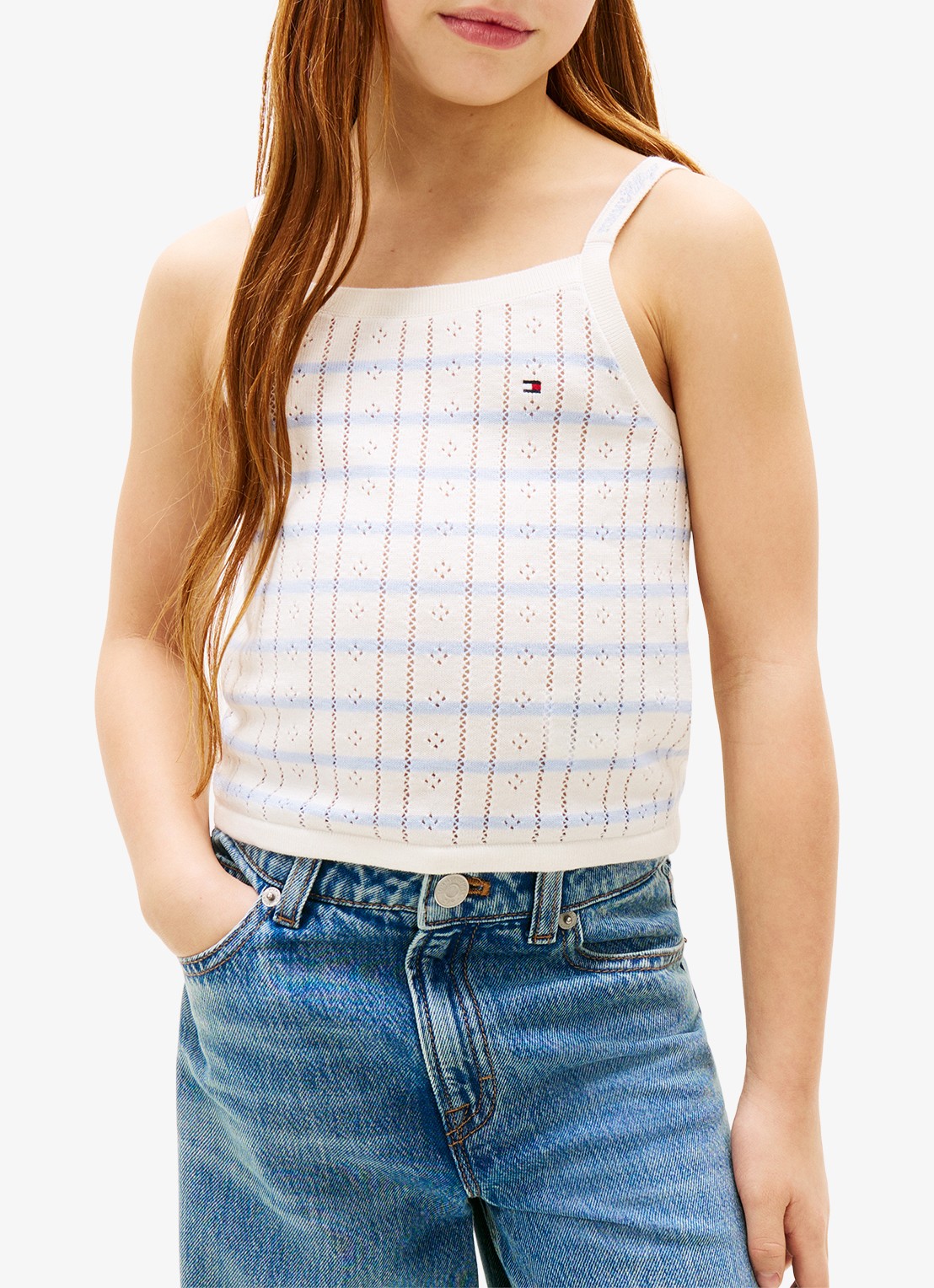 Tommy Hilfiger Tanktop met streepprint - detail 4 ivoor