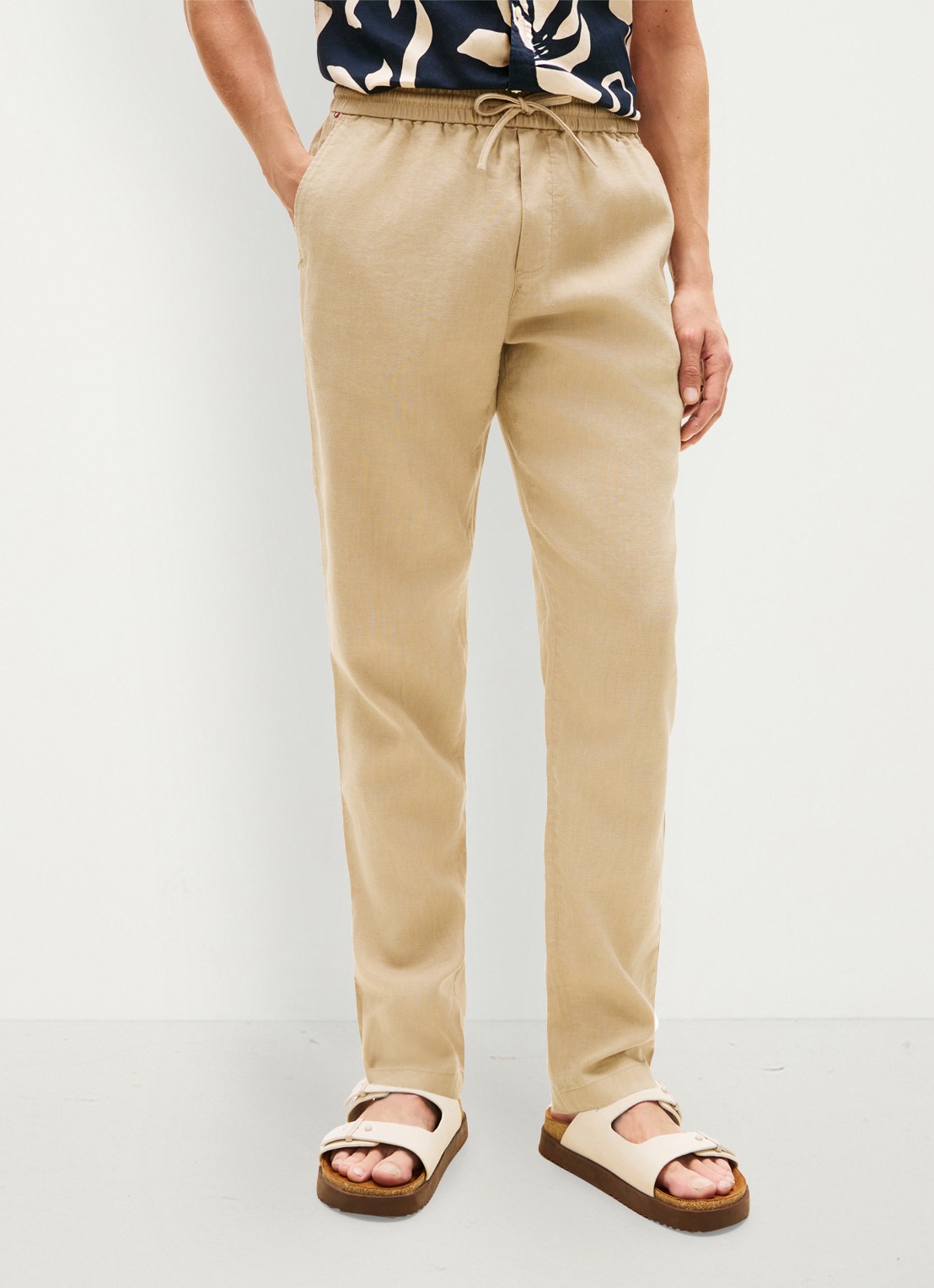 Tommy Hilfiger Tapered fit chino in linnenblend - detail 2 khaki