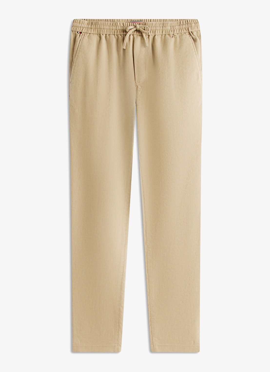 Tommy Hilfiger Tapered fit chino in linnenblend - voorkant 4 khaki