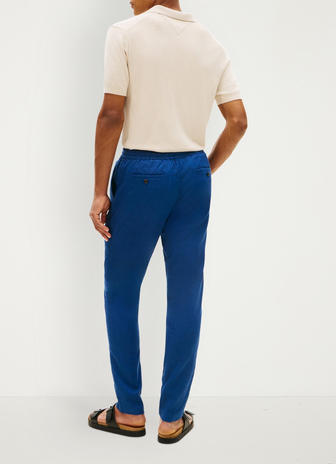 Tommy Hilfiger Tapered fit chino in linnenblend - achterkant 3 denim