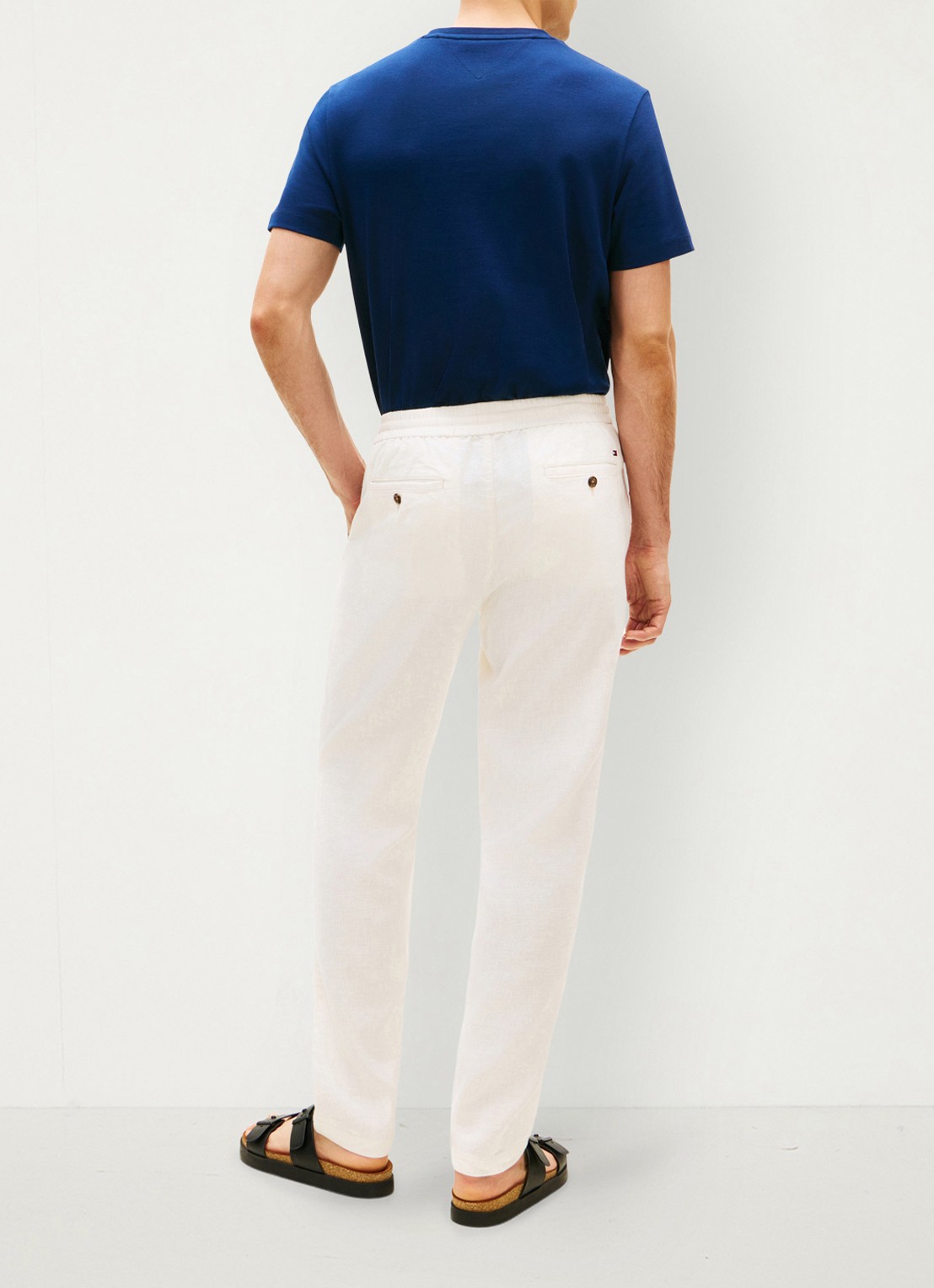 Tommy Hilfiger Tapered fit chino in linnenblend - achterkant gebroken wit