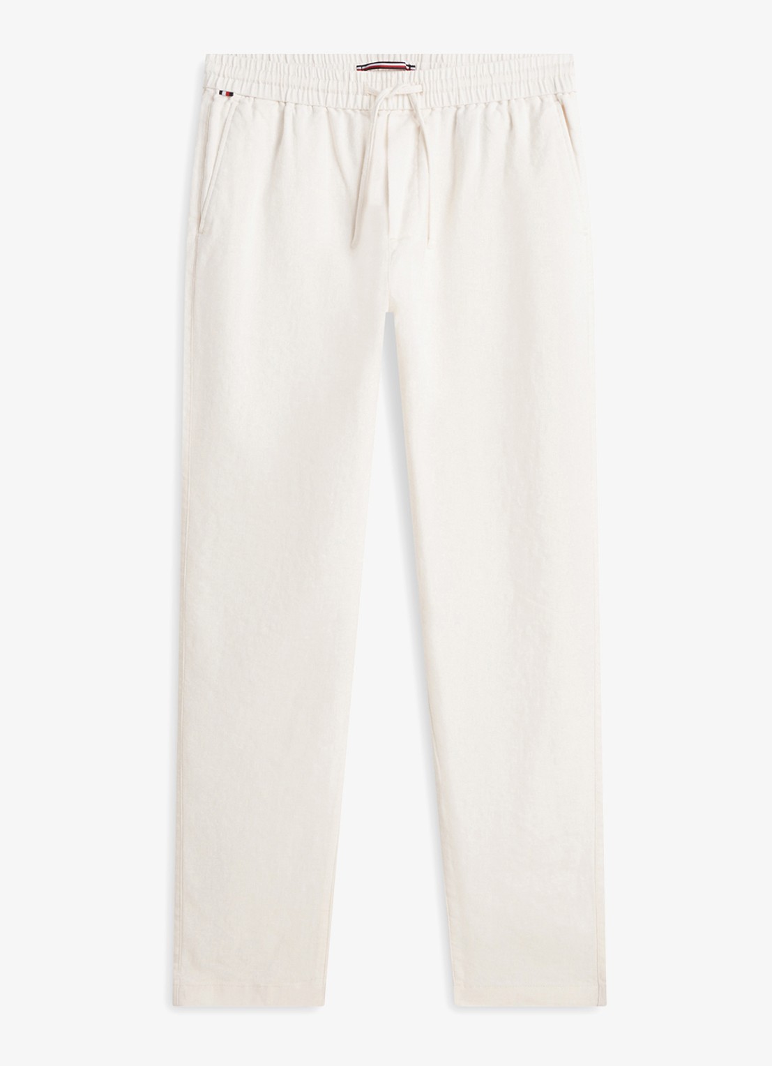 Tommy Hilfiger Tapered fit chino in linnenblend - voorkant 4 gebroken wit