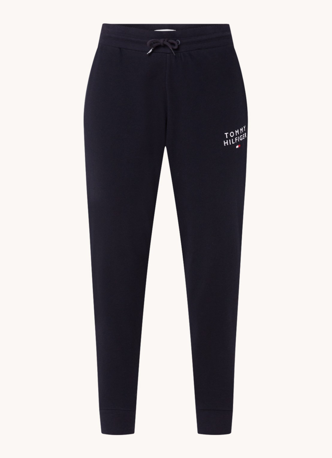 Tommy Hilfiger Tapered fit joggingbroek met logoborduring - voorkant 3 donkerblauw