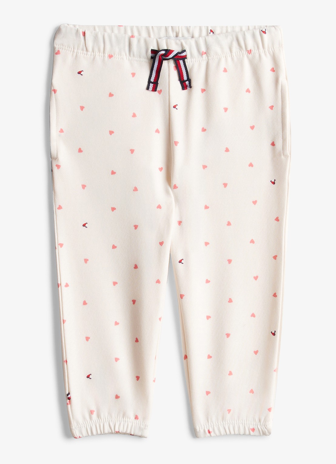 Tommy Hilfiger Tapered fit joggingbroek met print - voorkant 2 gebroken wit