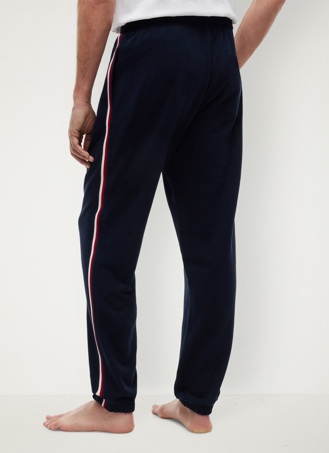 Tommy Hilfiger Tapered fit lounge joggingbroek met logoband - achterkant donkerblauw