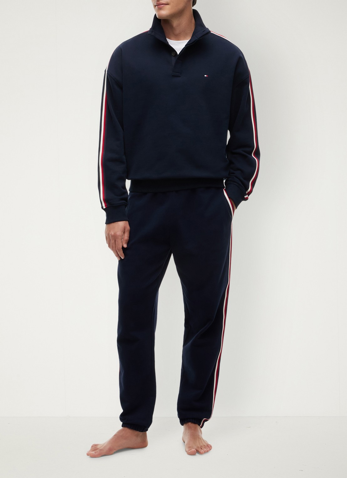Tommy Hilfiger Tapered fit lounge joggingbroek met logoband - voorkant 5 donkerblauw