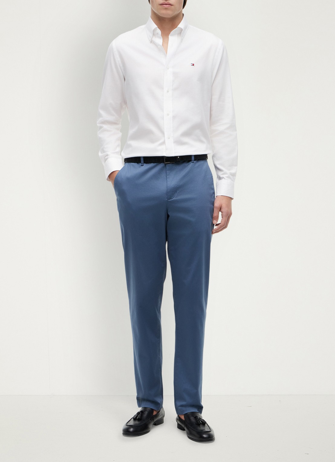 Tommy Hilfiger Tapered fit pantalon met steekzakken - voorkant 5 aegean sea-dbz / blauw