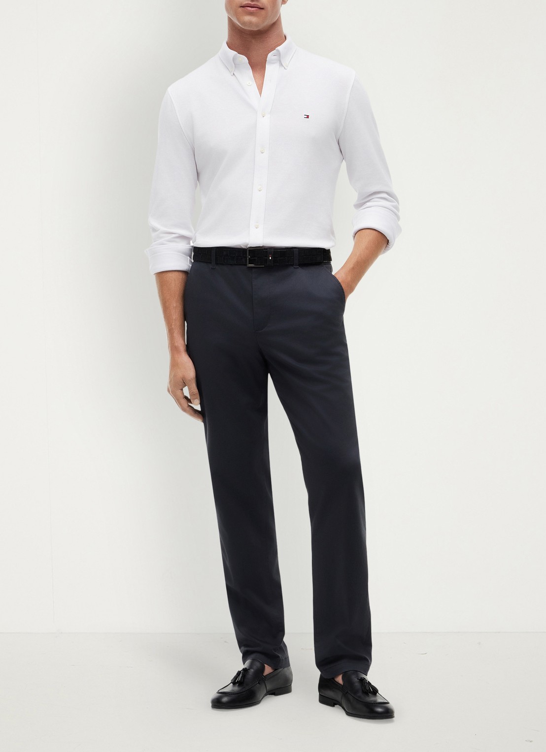 Tommy Hilfiger Tapered fit pantalon met steekzakken - voorkant 3 navy blue-dw5 / blauw