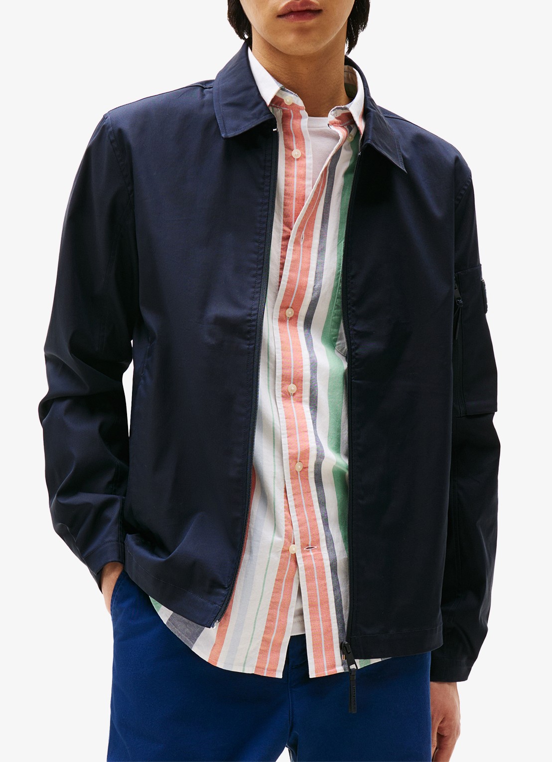 Tommy Hilfiger Tech jack met ritszakken - detail donkerblauw