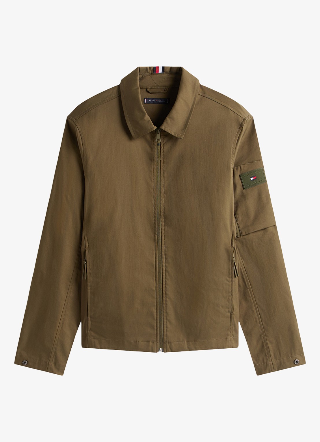 Tommy Hilfiger Tech jack met ritszakken - voorkant mosgroen