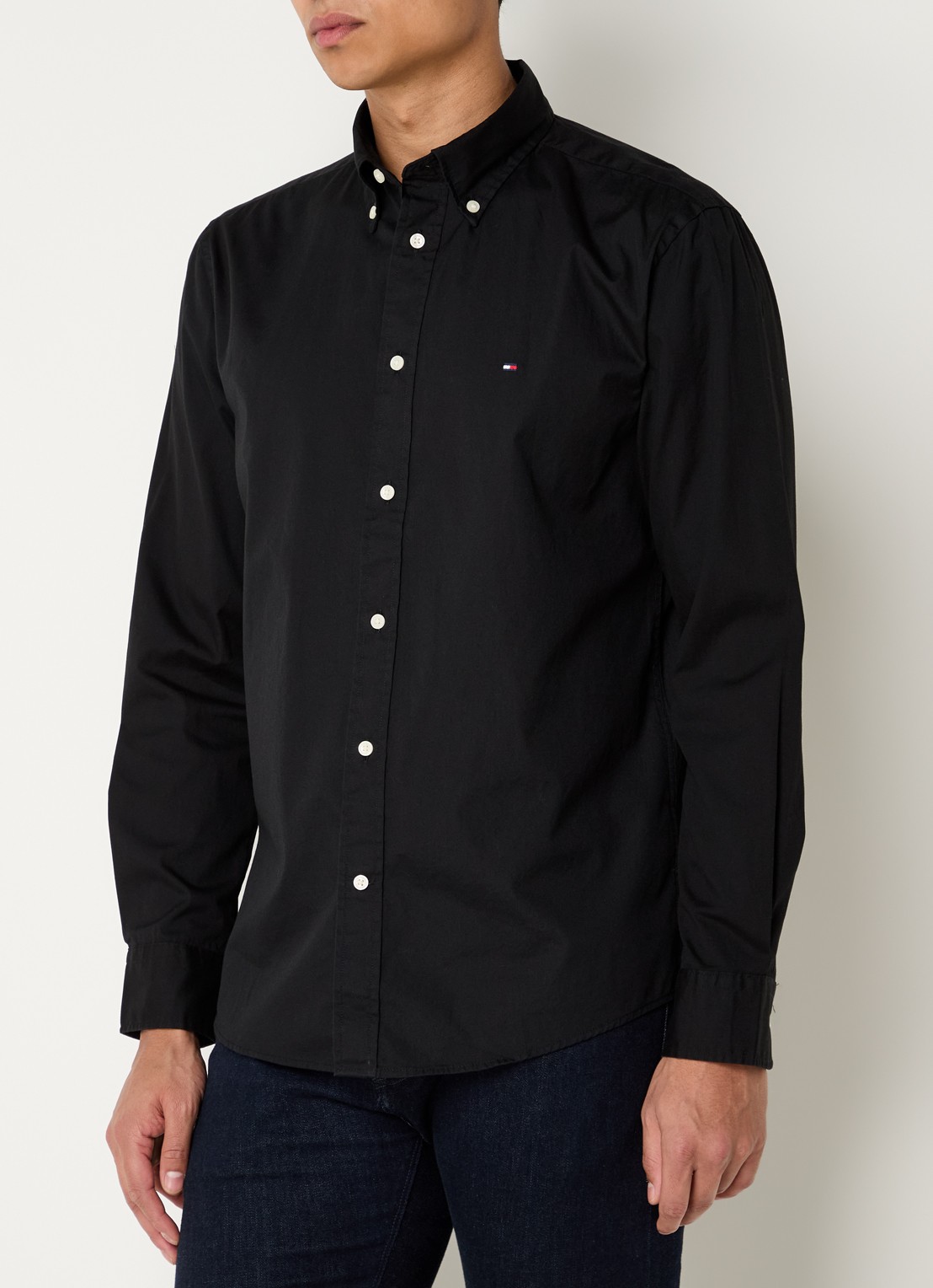 Tommy Hilfiger TH Flex regular fit overhemd met logo - detail 4 zwart