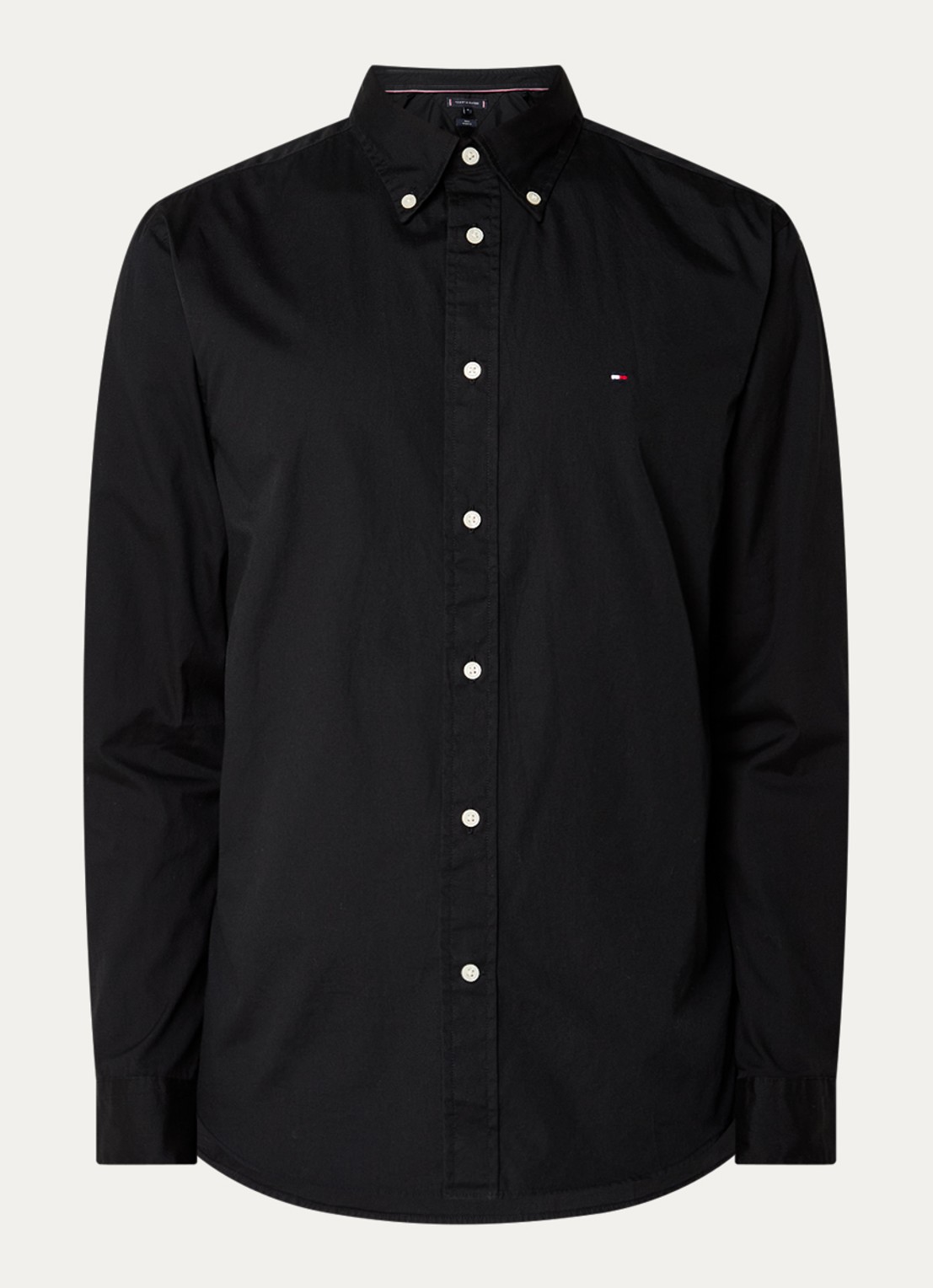 Tommy Hilfiger TH Flex regular fit overhemd met logo - voorkant zwart