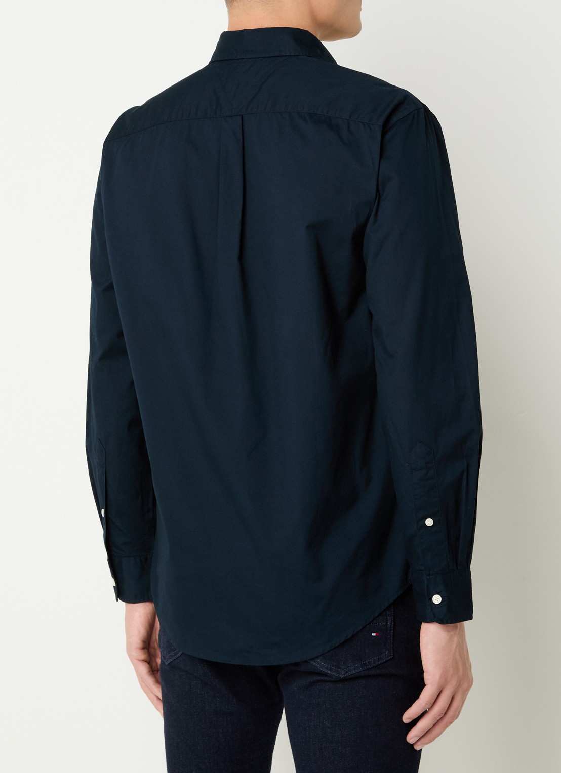 Tommy Hilfiger TH Flex regular fit overhemd met logo - achterkant indigo