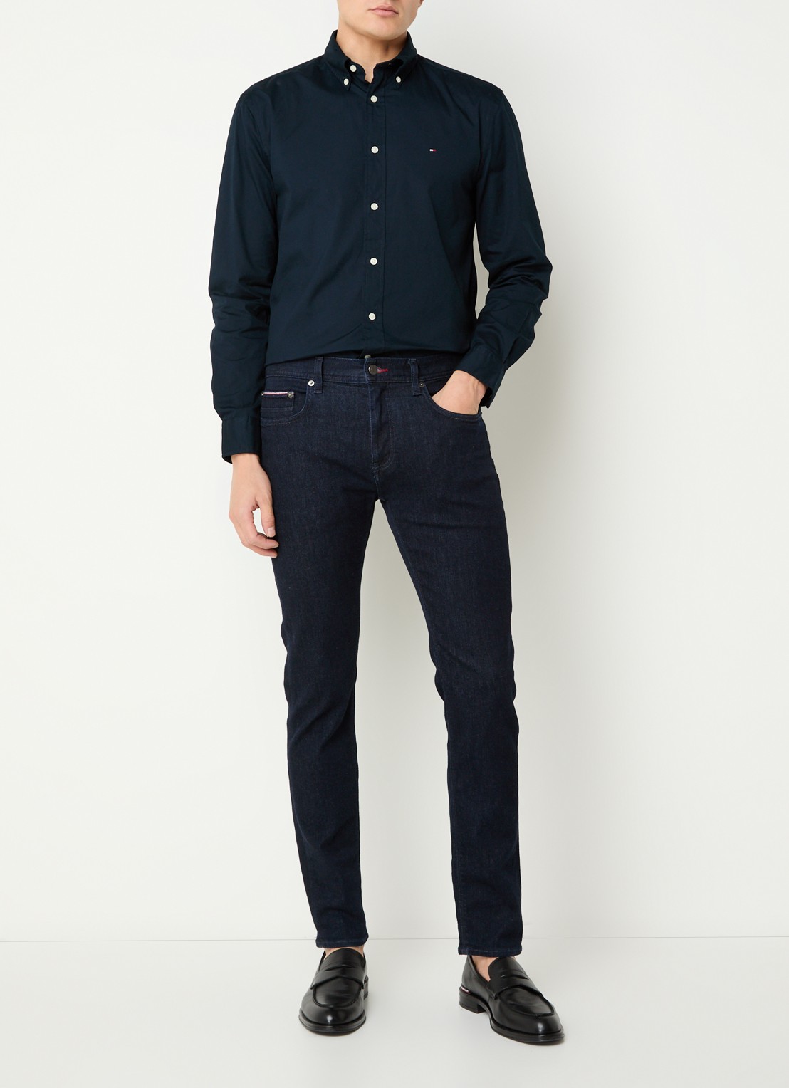 Tommy Hilfiger TH Flex regular fit overhemd met logo - voorkant 3 indigo
