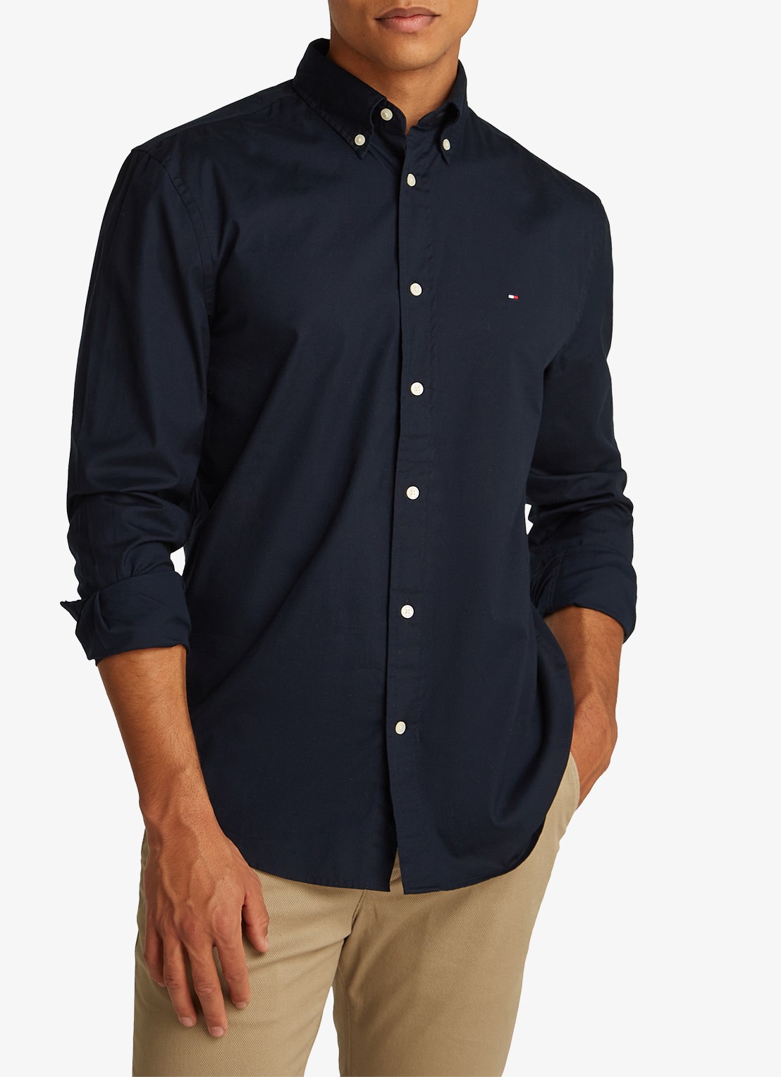 Tommy Hilfiger TH Flex regular fit overhemd met logo - detail 6 blauw