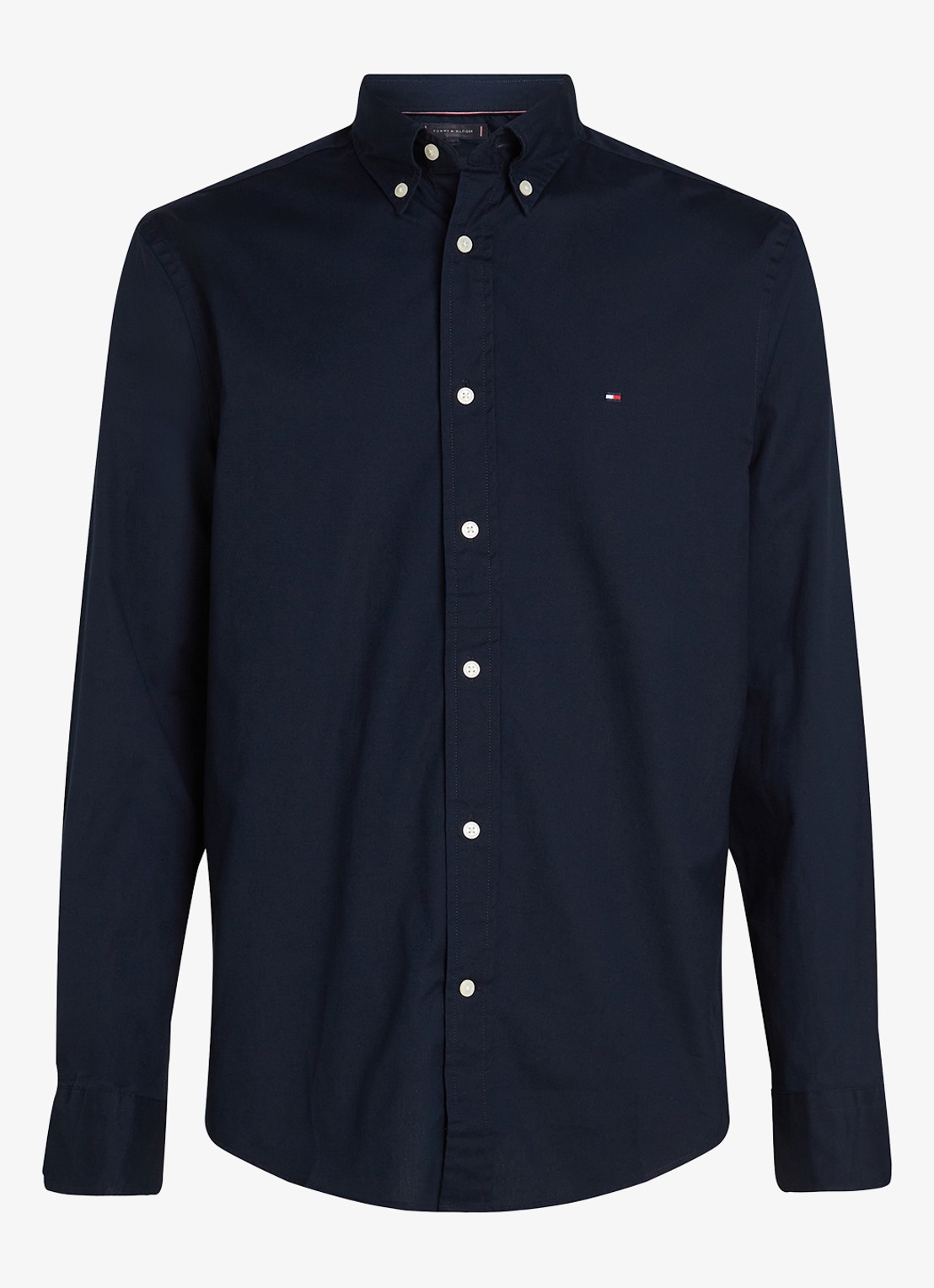 Tommy Hilfiger TH Flex regular fit overhemd met logo - voorkant blauw
