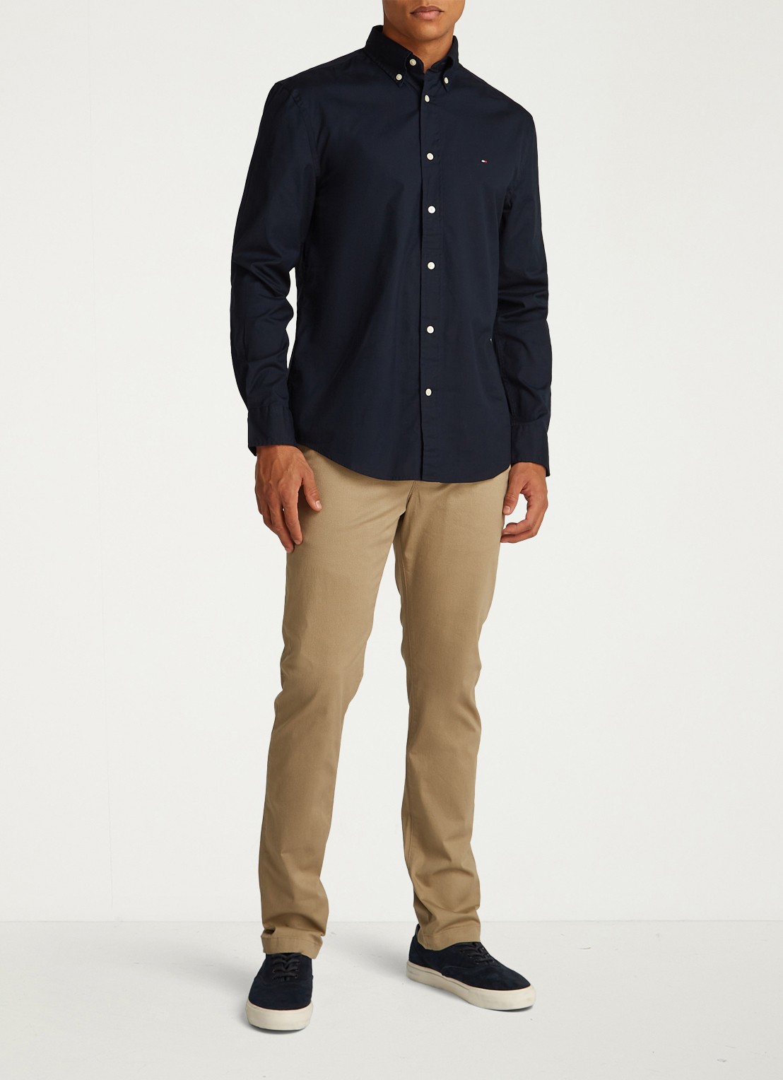 Tommy Hilfiger TH Flex regular fit overhemd met logo - voorkant 2 blauw