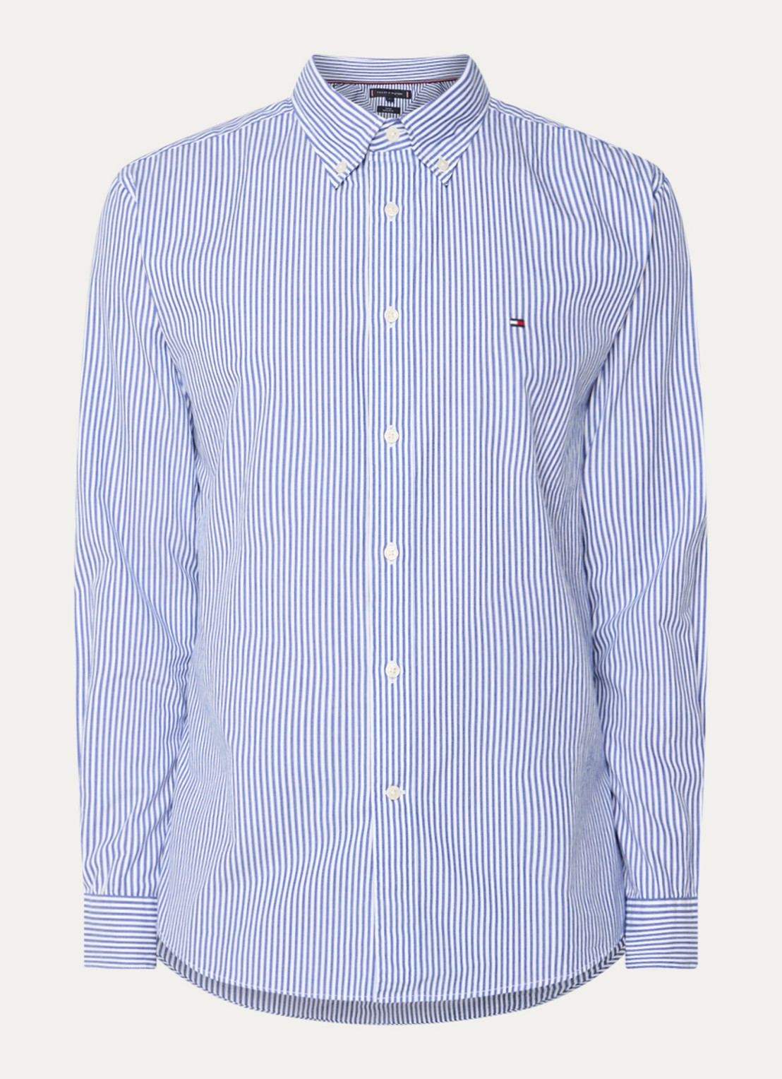 Tommy Hilfiger TH Flex regular fit overhemd met streepprint - voorkant blauw