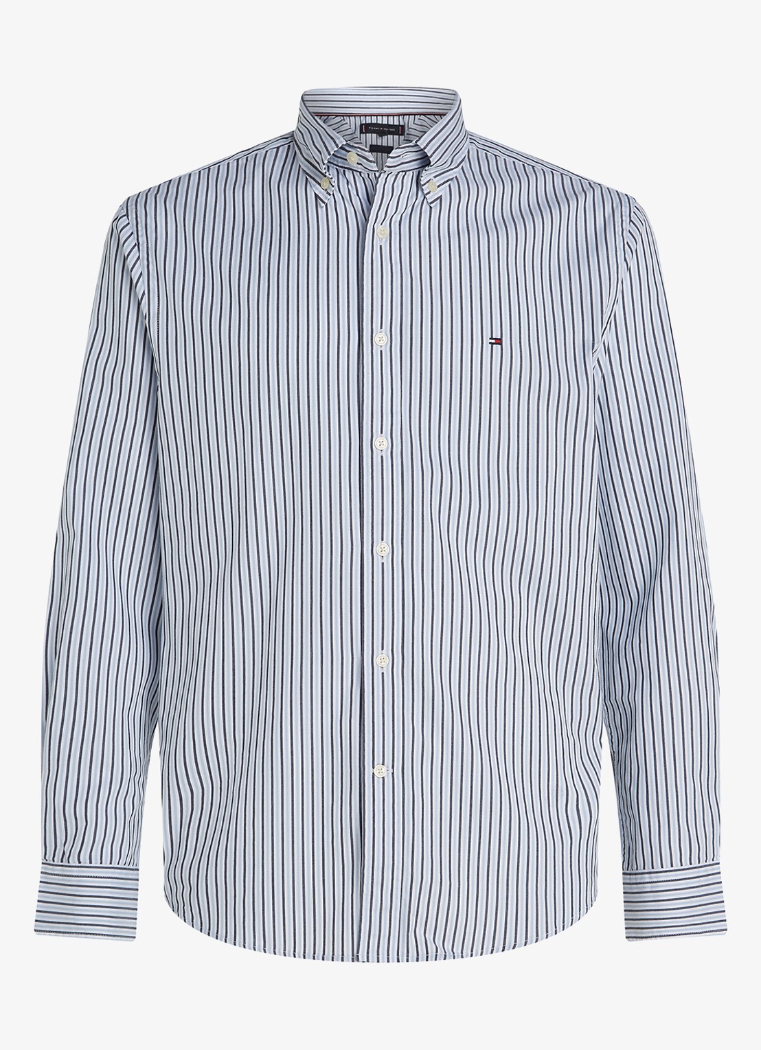 Tommy Hilfiger TH Flex regular fit overhemd met streepprint - voorkant 4 lichtblauw