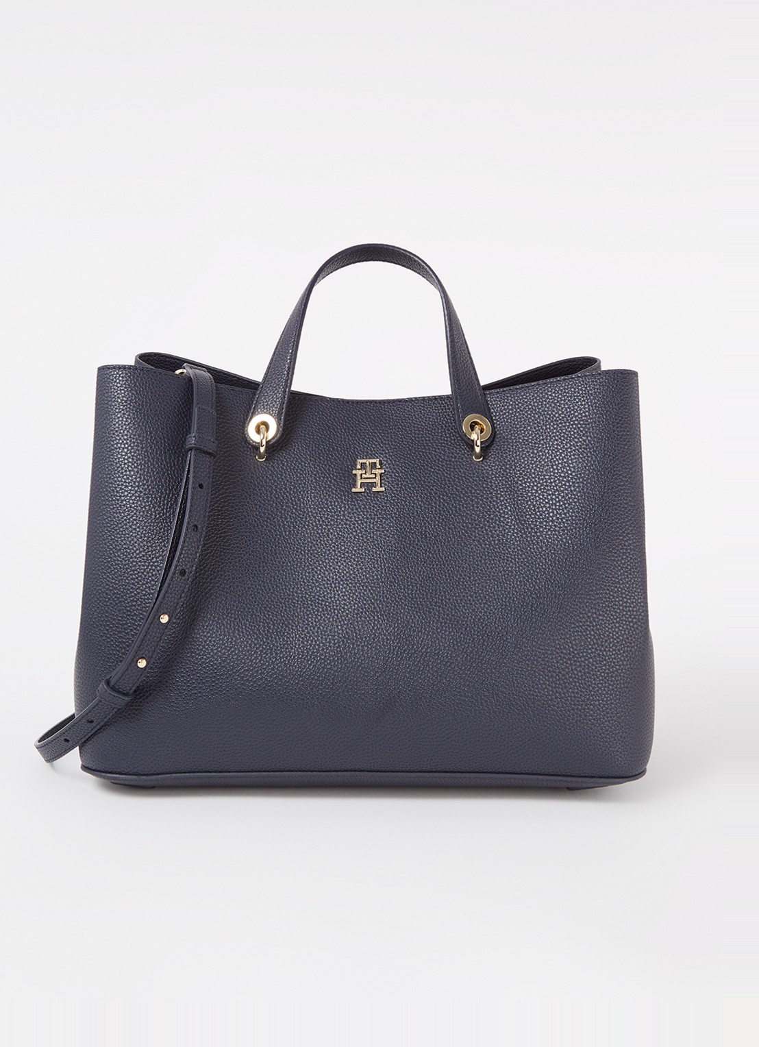Tommy Hilfiger The Emblem schoudertas met logo - voorkant 2 donkerblauw
