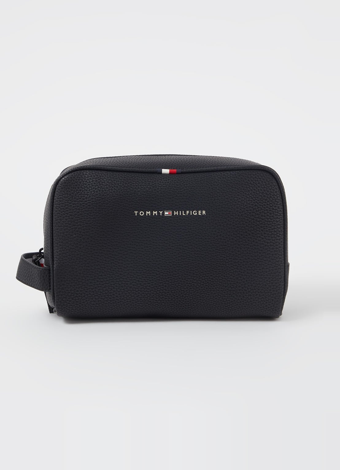Tommy Hilfiger Toilettas met logo  - voorkant zwart